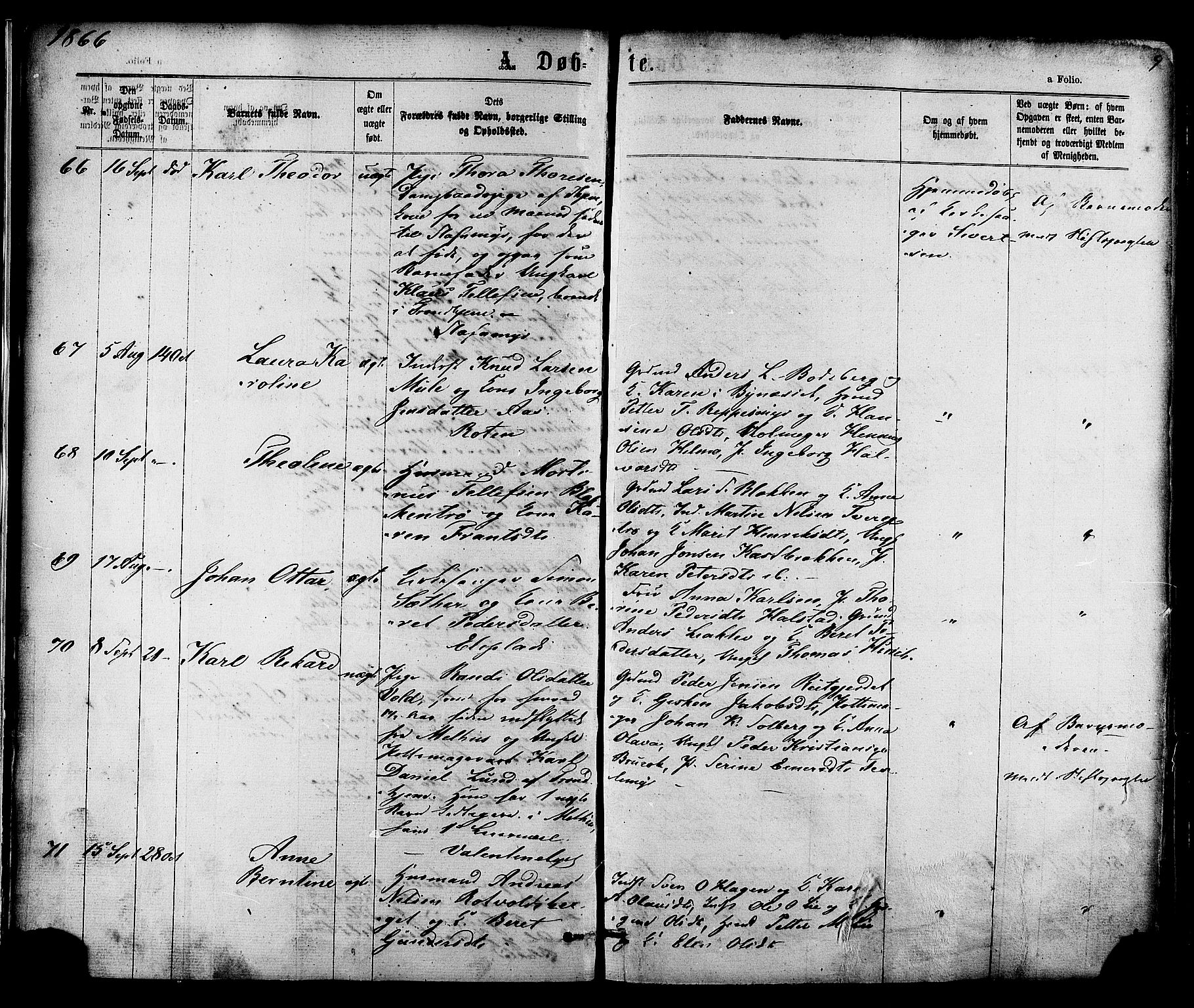 Ministerialprotokoller, klokkerbøker og fødselsregistre - Sør-Trøndelag, SAT/A-1456/606/L0293: Ministerialbok nr. 606A08, 1866-1877, s. 9