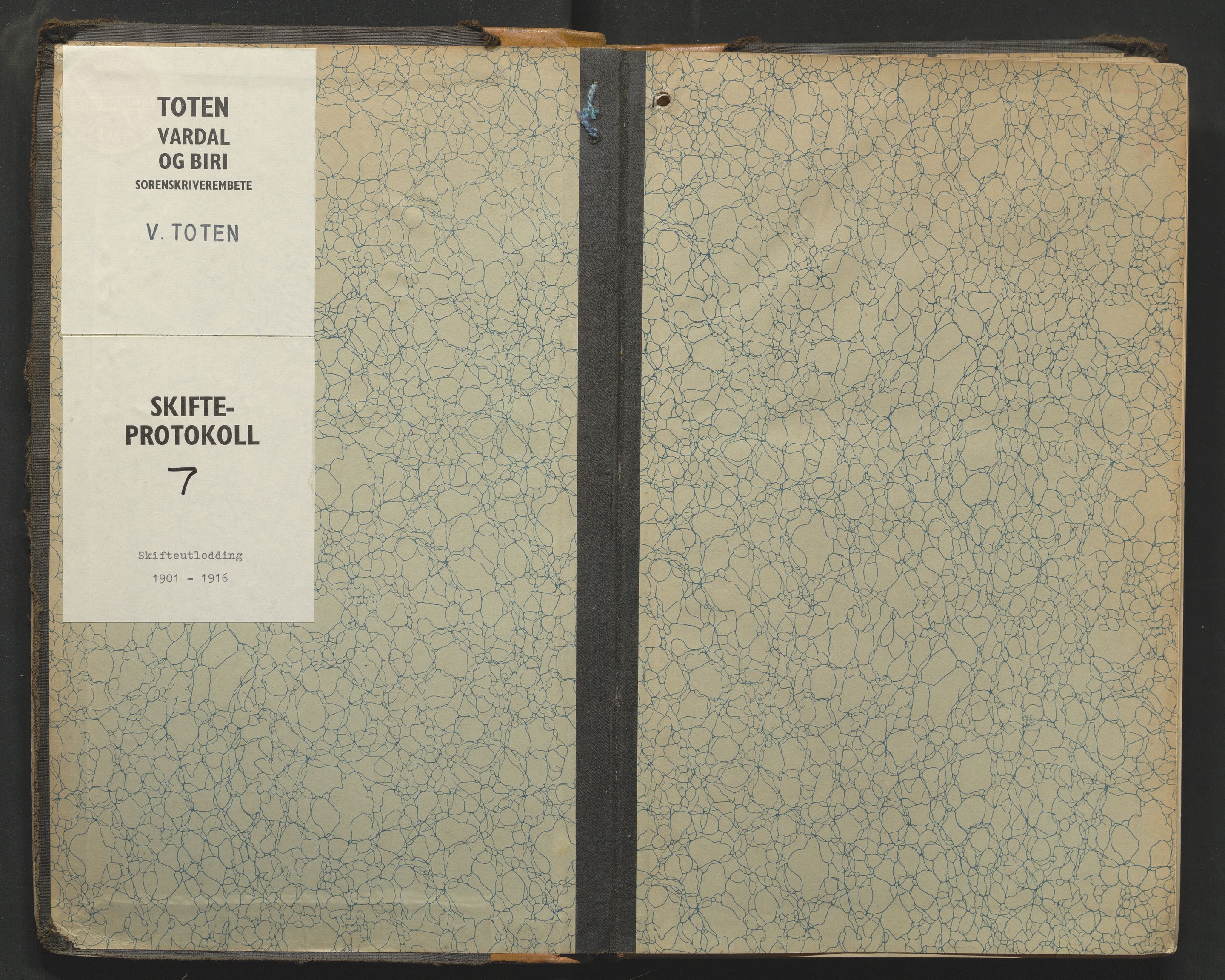Toten tingrett, SAH/TING-006/J/Jf/L0007: Skifteutlodningsprotokoll - Vestre Toten, 1901-1916