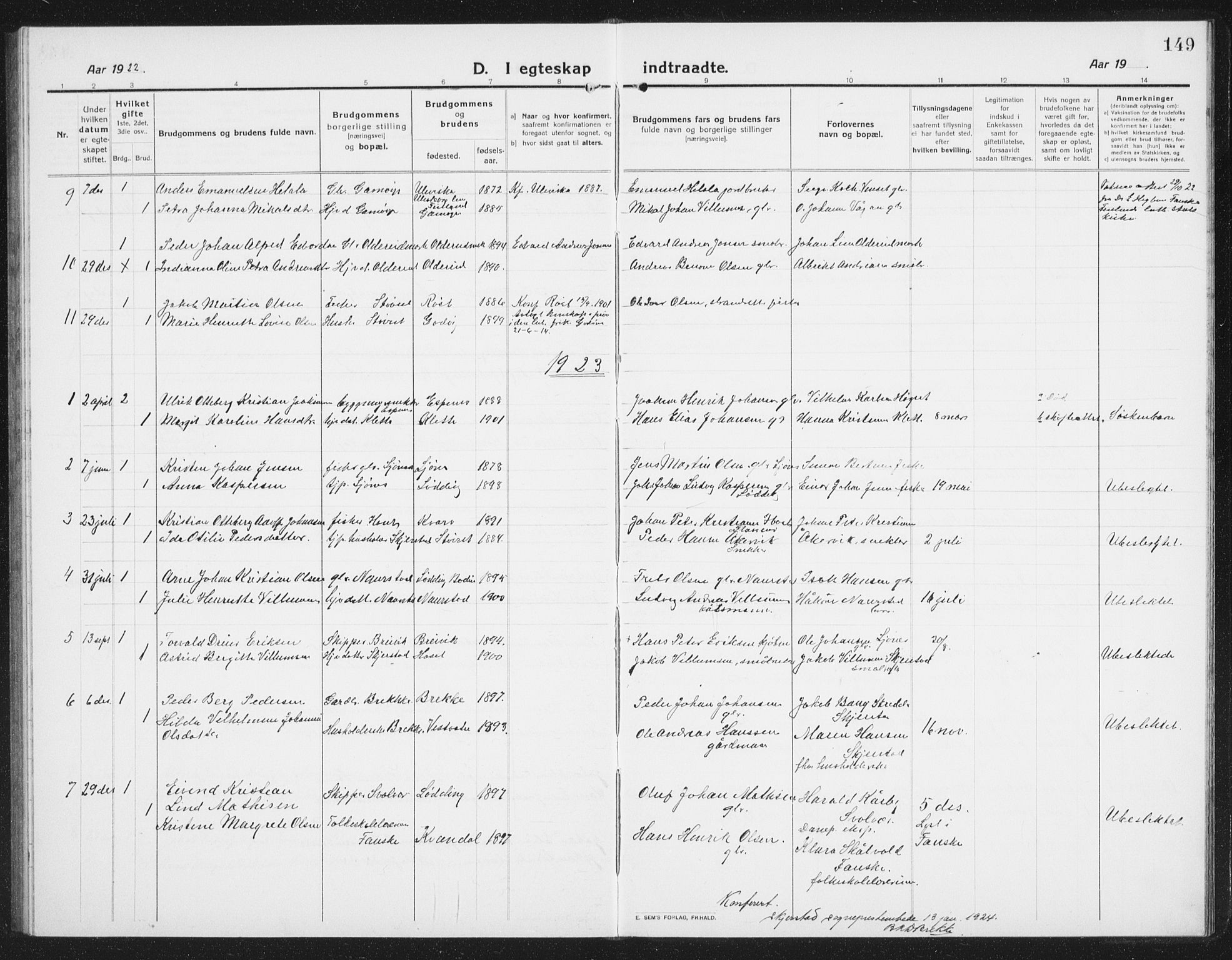 Ministerialprotokoller, klokkerbøker og fødselsregistre - Nordland, AV/SAT-A-1459/852/L0757: Klokkerbok nr. 852C08, 1916-1934, s. 149