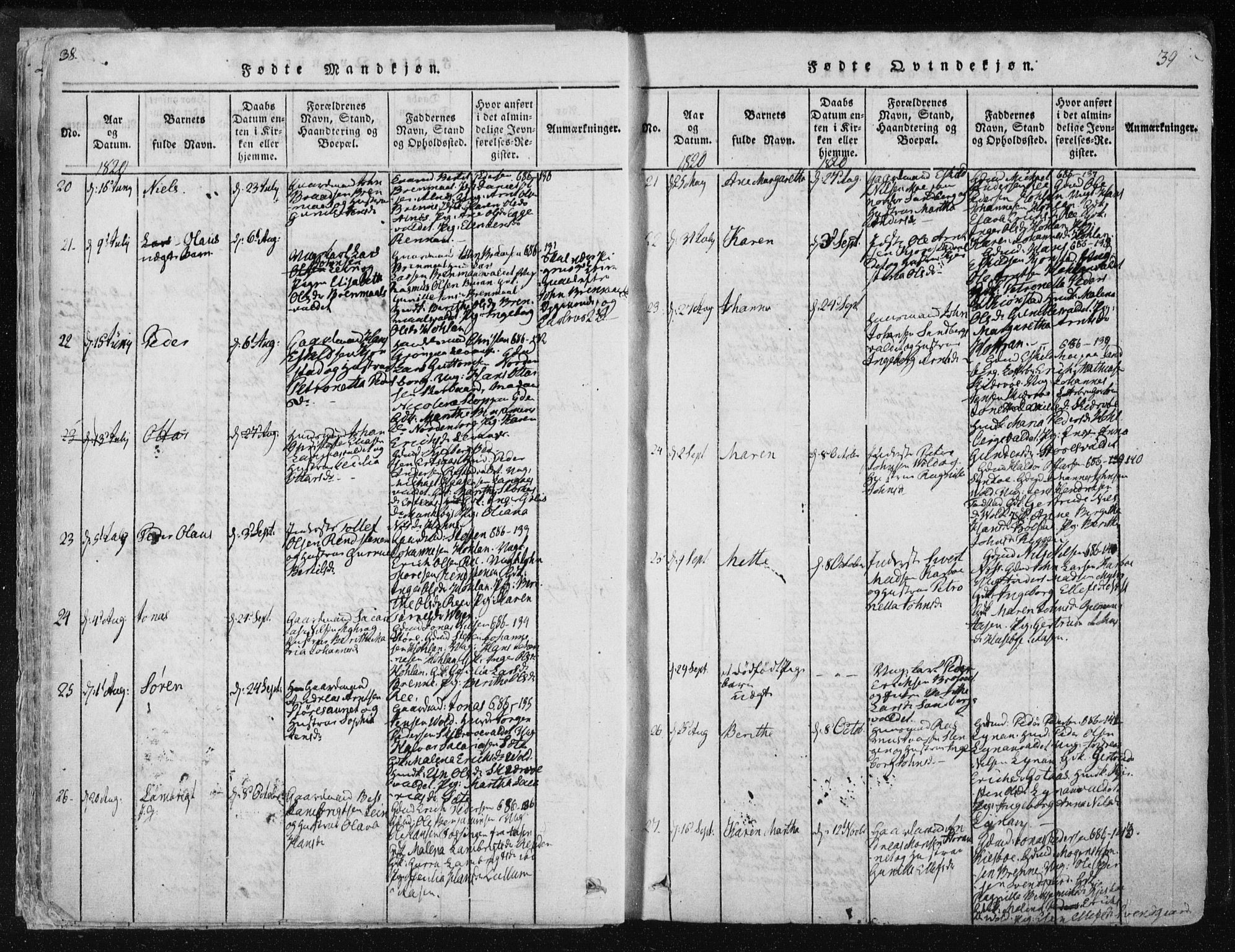 Ministerialprotokoller, klokkerbøker og fødselsregistre - Nord-Trøndelag, AV/SAT-A-1458/717/L0148: Ministerialbok nr. 717A04 /1, 1816-1825, s. 38-39