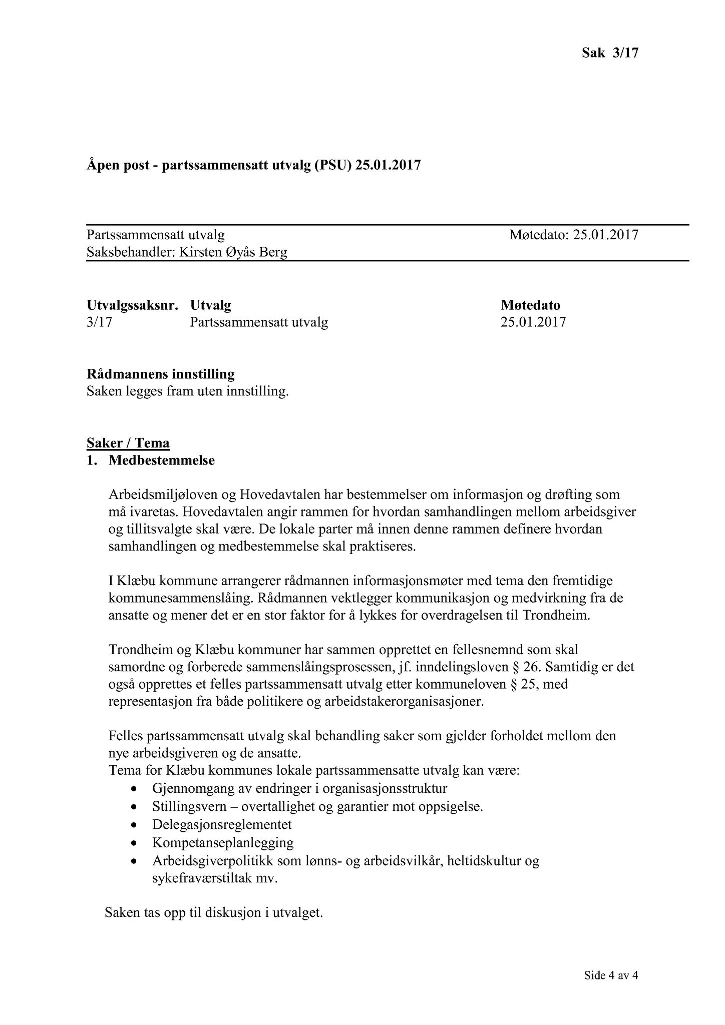 Klæbu Kommune, TRKO/KK/11-PSU/L002: Partssammensatt utvalg - Møtedokumenter, 2017, s. 5