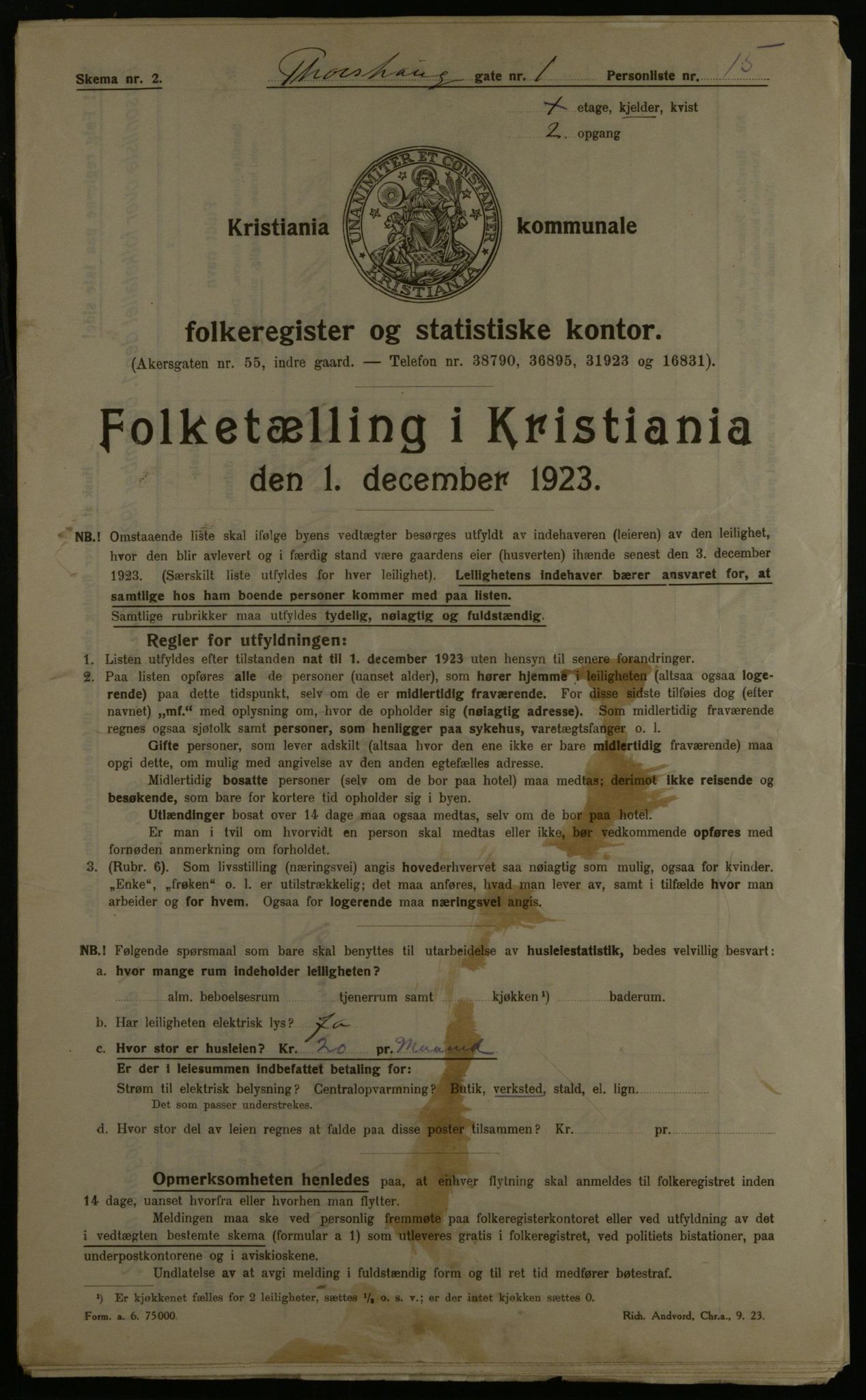 OBA, Kommunal folketelling 1.12.1923 for Kristiania, 1923, s. 126169