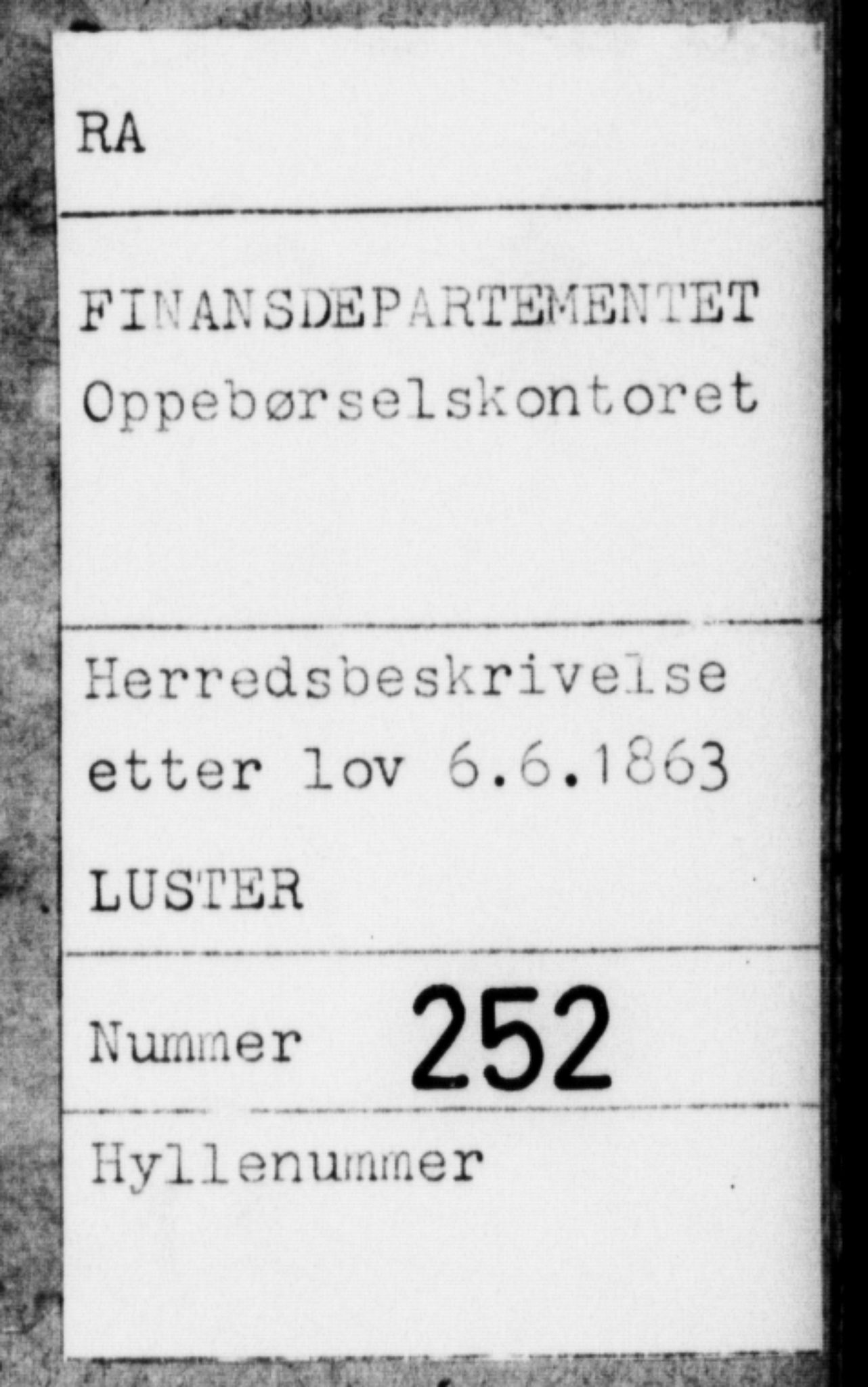 Matrikkelrevisjonen av 1863, AV/RA-S-1530/F/Fe/L0252: Luster, 1863