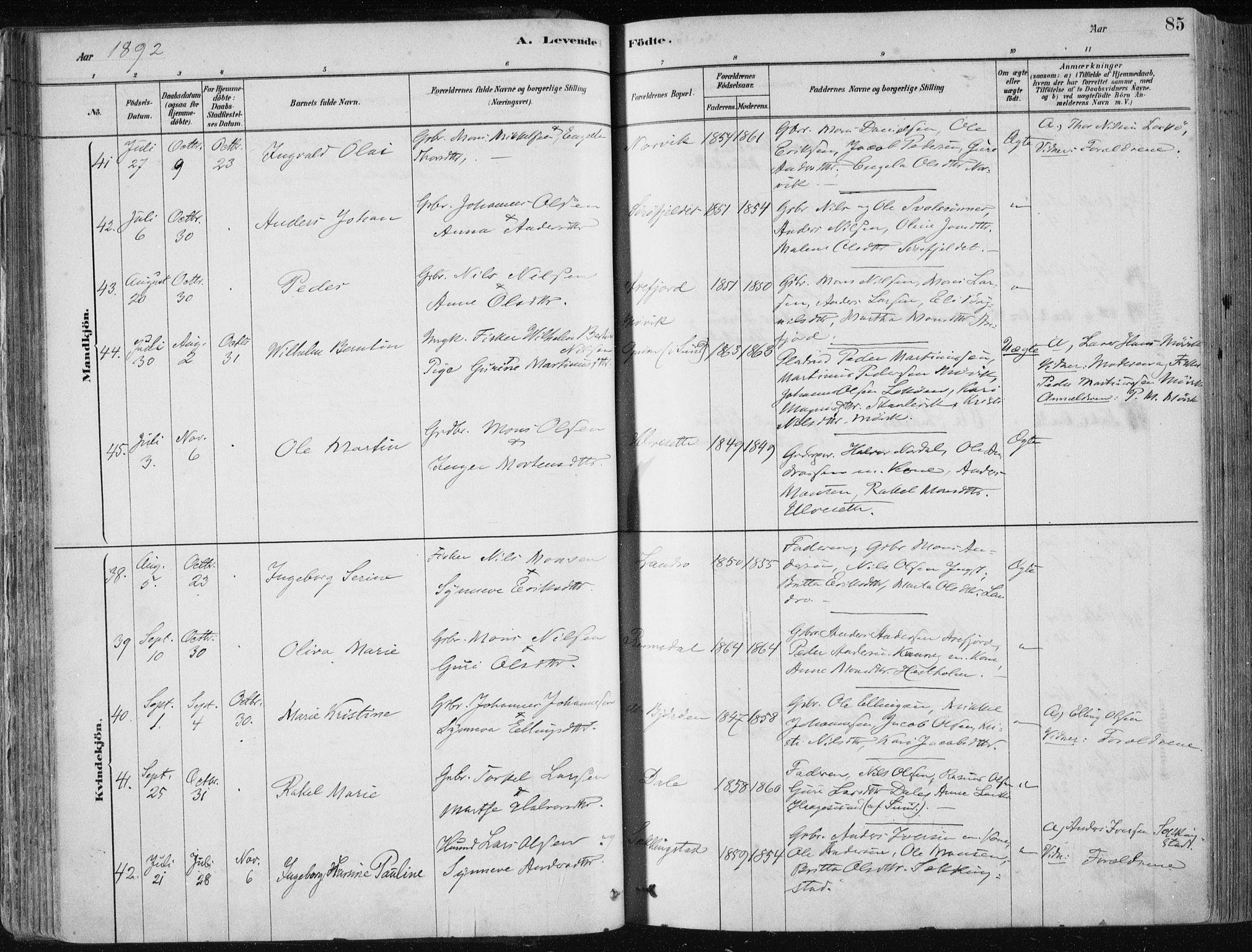 Fjell sokneprestembete, AV/SAB-A-75301/H/Haa: Ministerialbok nr. A  8, 1878-1898, s. 85