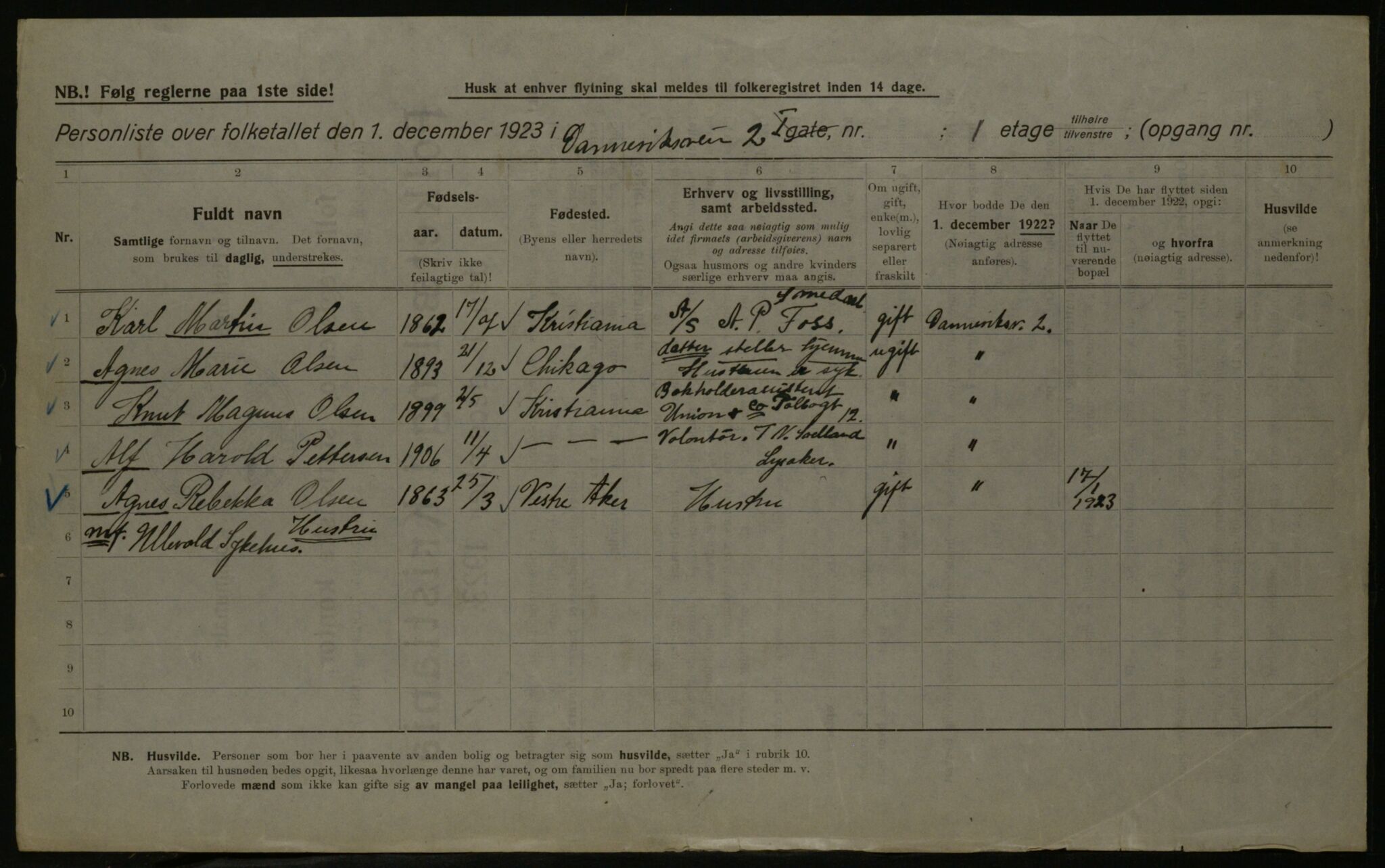 OBA, Kommunal folketelling 1.12.1923 for Kristiania, 1923, s. 16876