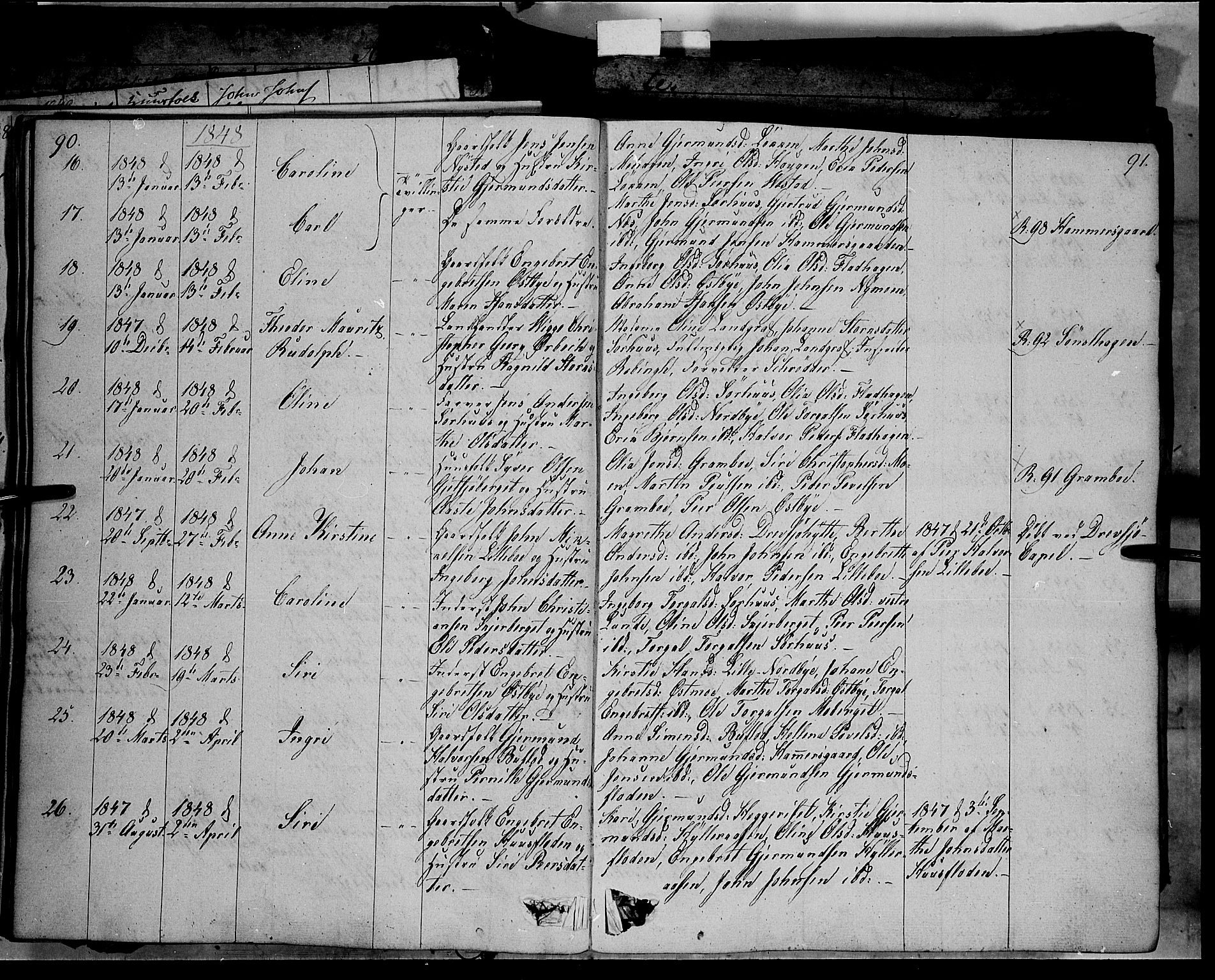 Trysil prestekontor, AV/SAH-PREST-046/H/Ha/Haa/L0004: Ministerialbok nr. 4 /1, 1842-1850, s. 90-91
