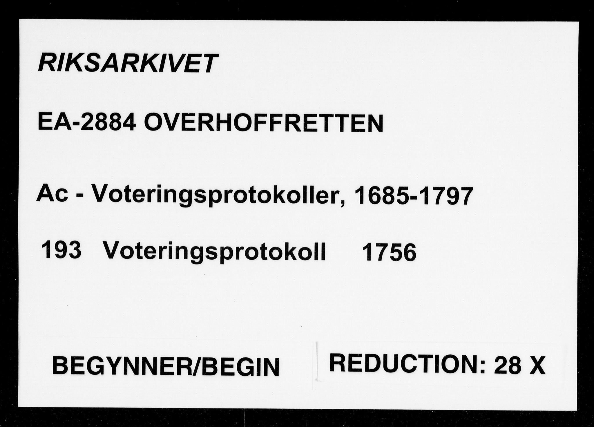 Overhoffretten 1667-1797, RA/EA-2884/Ac/L0193: Voteringsprotokoll, 1756