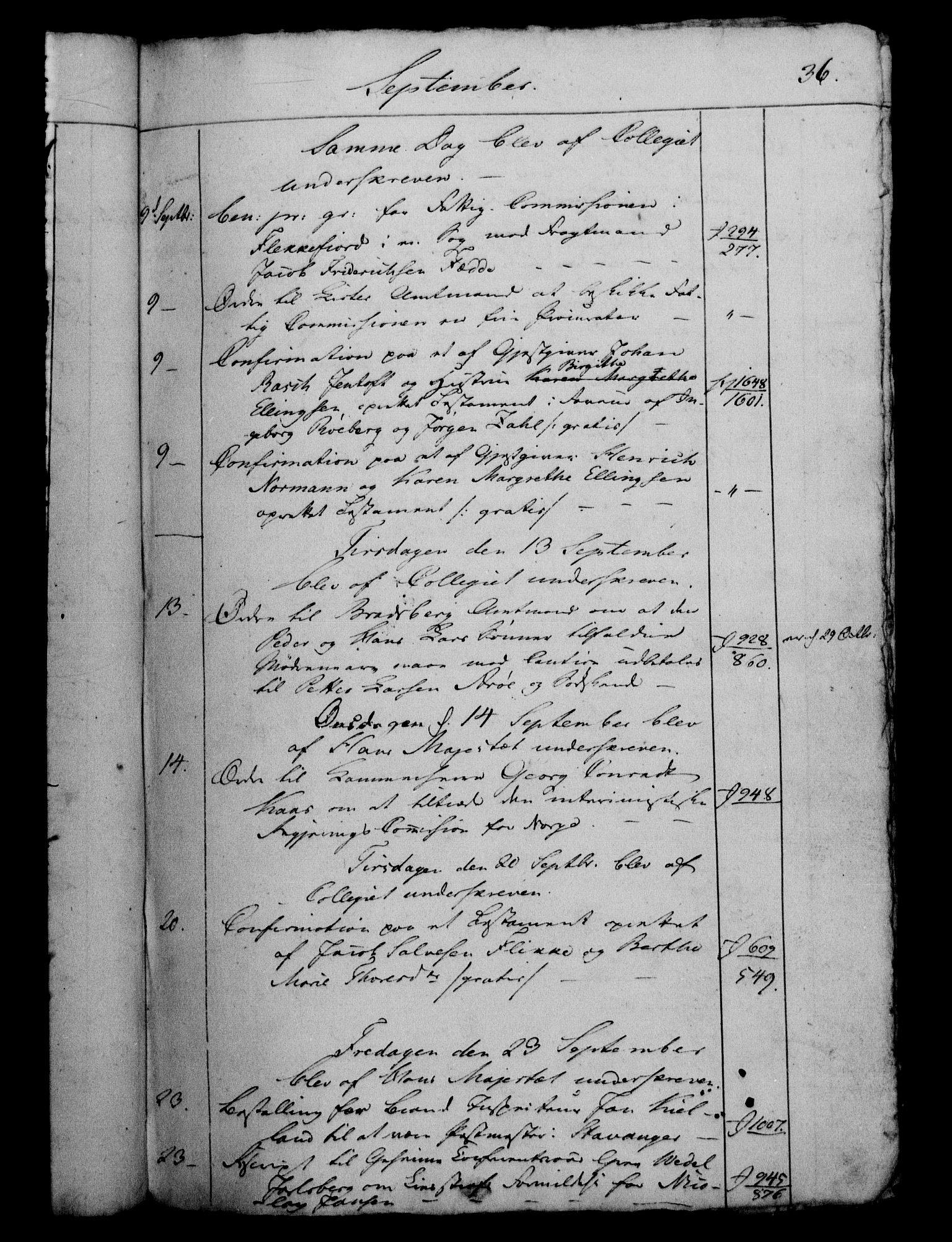 Danske Kanselli 1800-1814, RA/EA-3024/H/Hf/Hfb/Hfbc/L0009: Underskrivelsesbok m. register, 1808, s. 36