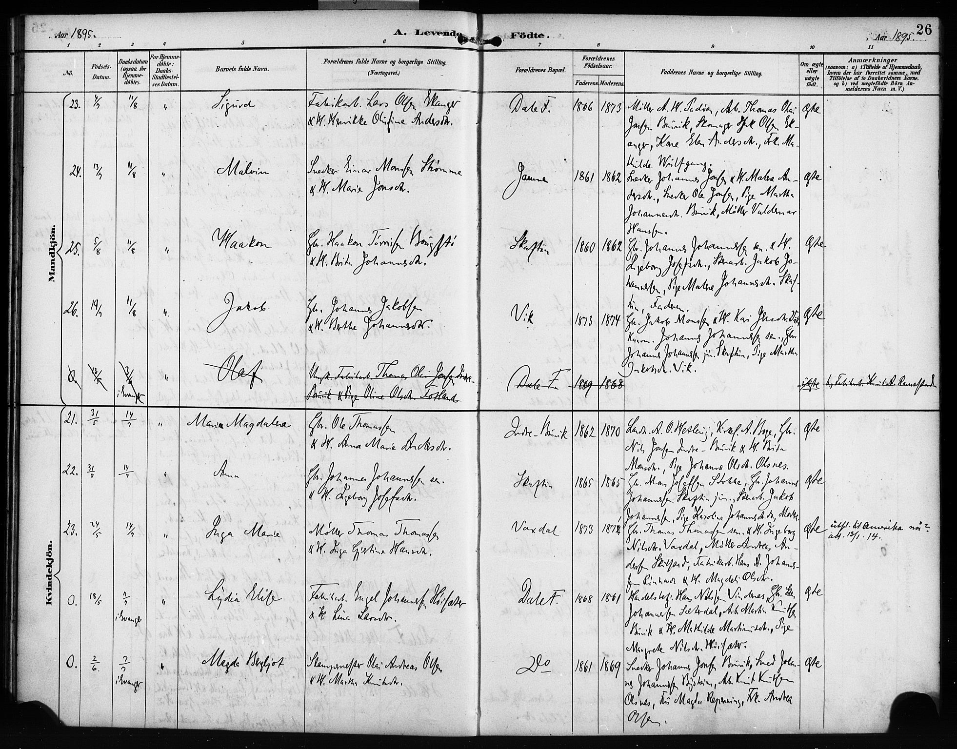 Bruvik Sokneprestembete, AV/SAB-A-74701/H/Haa: Ministerialbok nr. B 2, 1893-1903, s. 26