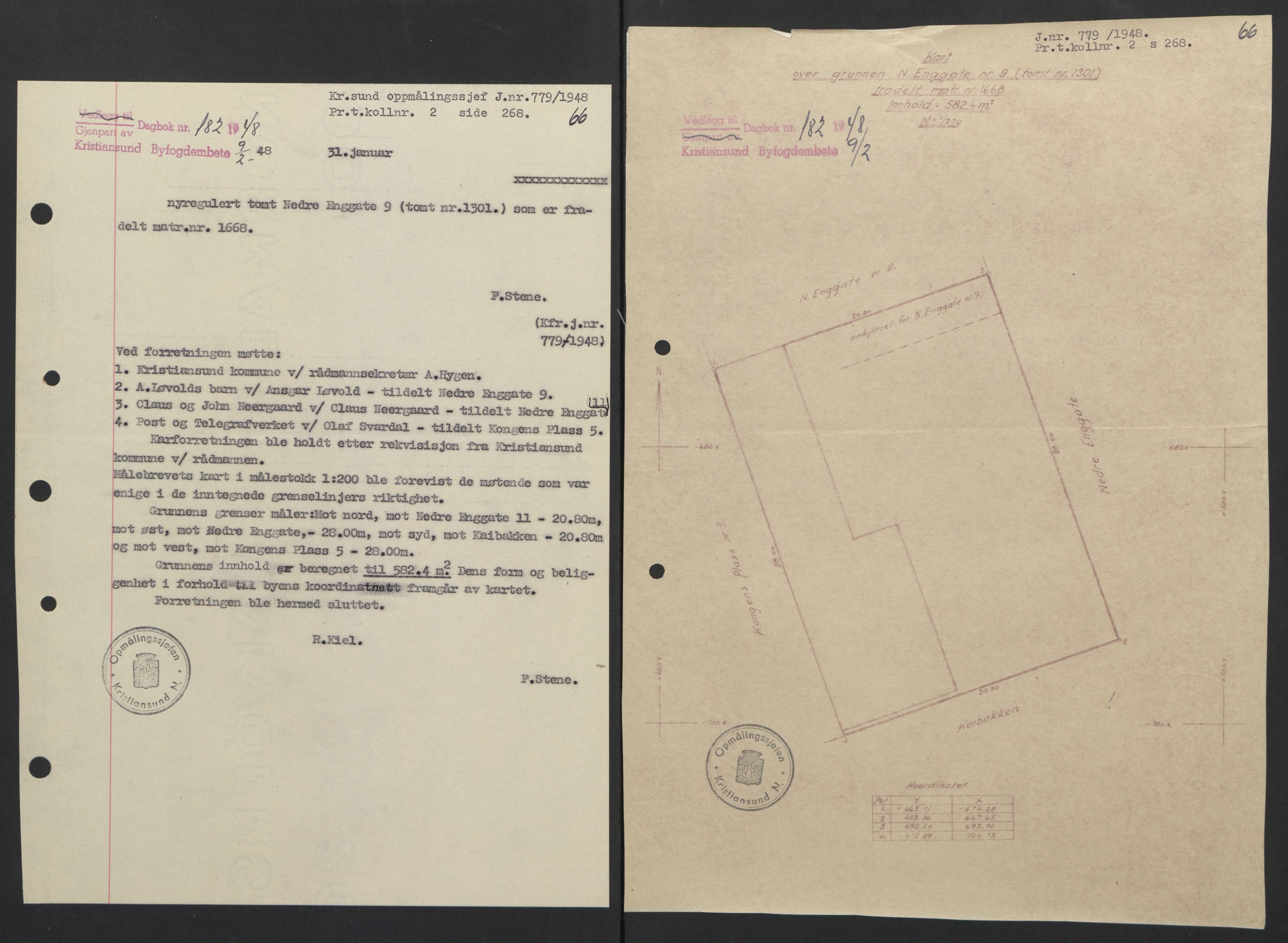 Kristiansund byfogd, AV/SAT-A-4587/A/27: Pantebok nr. 42, 1947-1950, Dagboknr: 182/1948