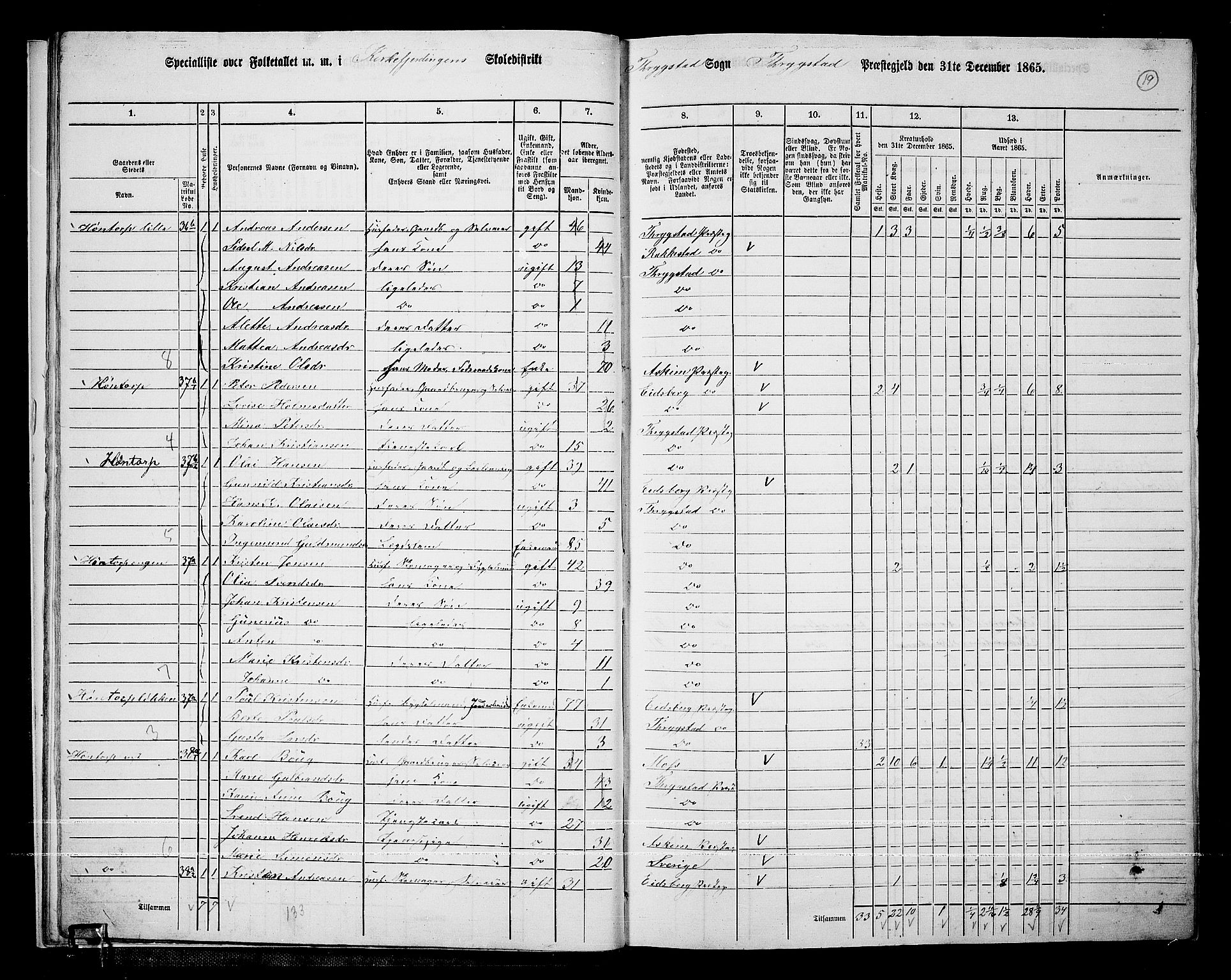 RA, Folketelling 1865 for 0122P Trøgstad prestegjeld, 1865, s. 18