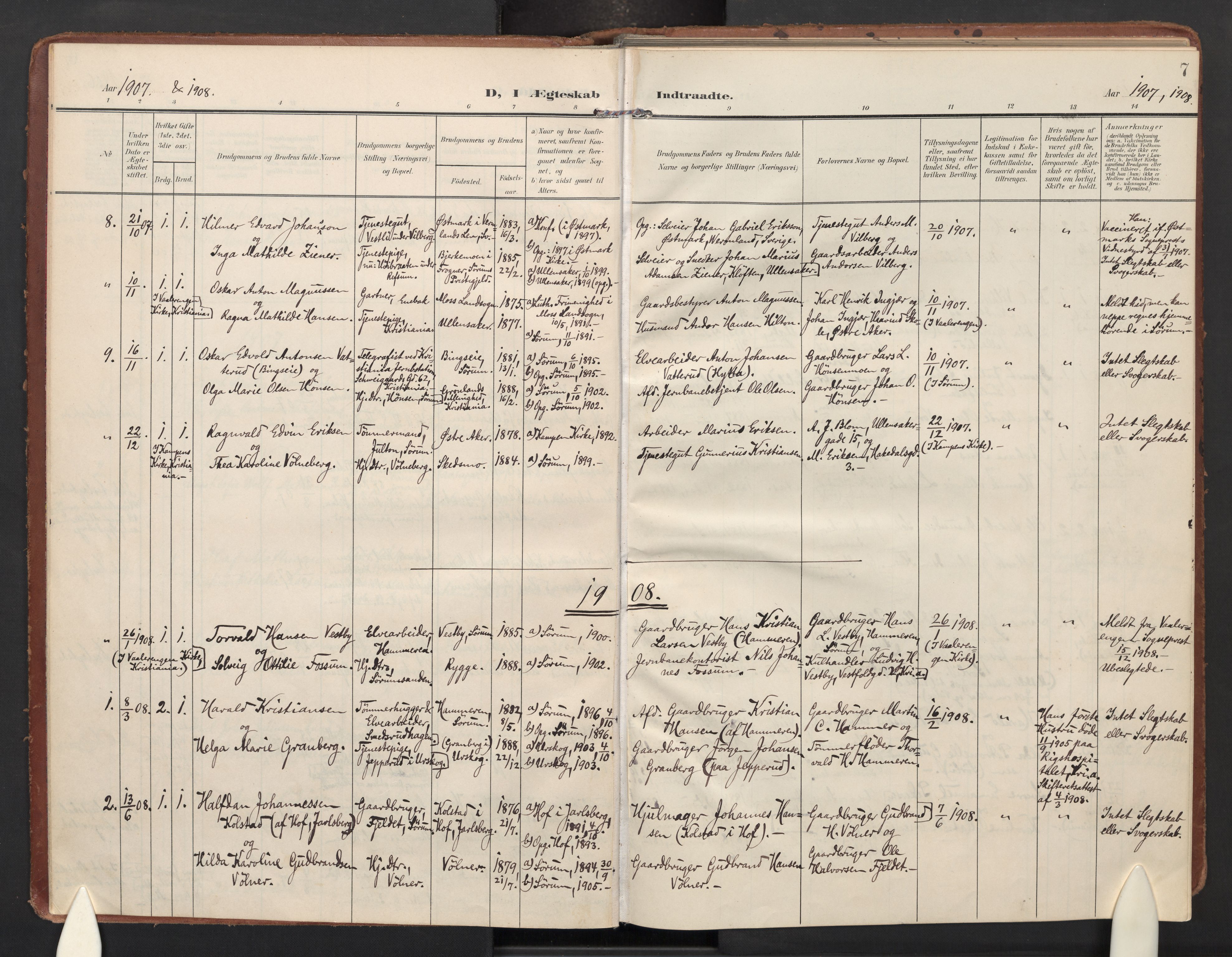 Sørum prestekontor Kirkebøker, AV/SAO-A-10303/F/Fa/L0009: Ministerialbok nr. I 9, 1905-1931, s. 7