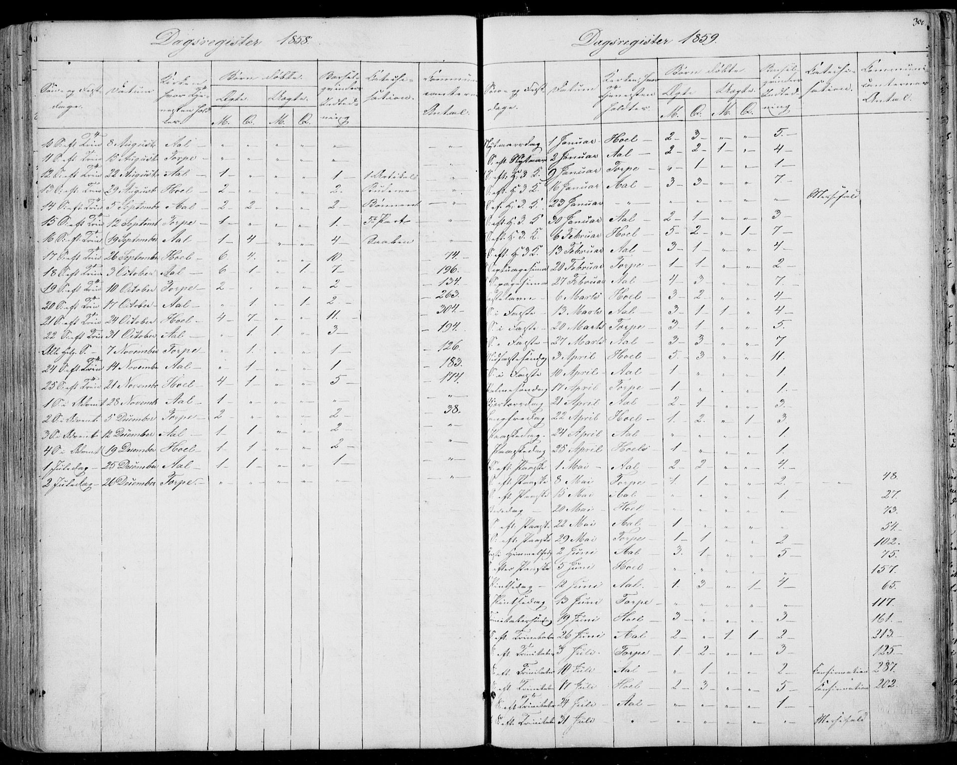 Ål kirkebøker, SAKO/A-249/F/Fa/L0006: Ministerialbok nr. I 6, 1849-1864, s. 300