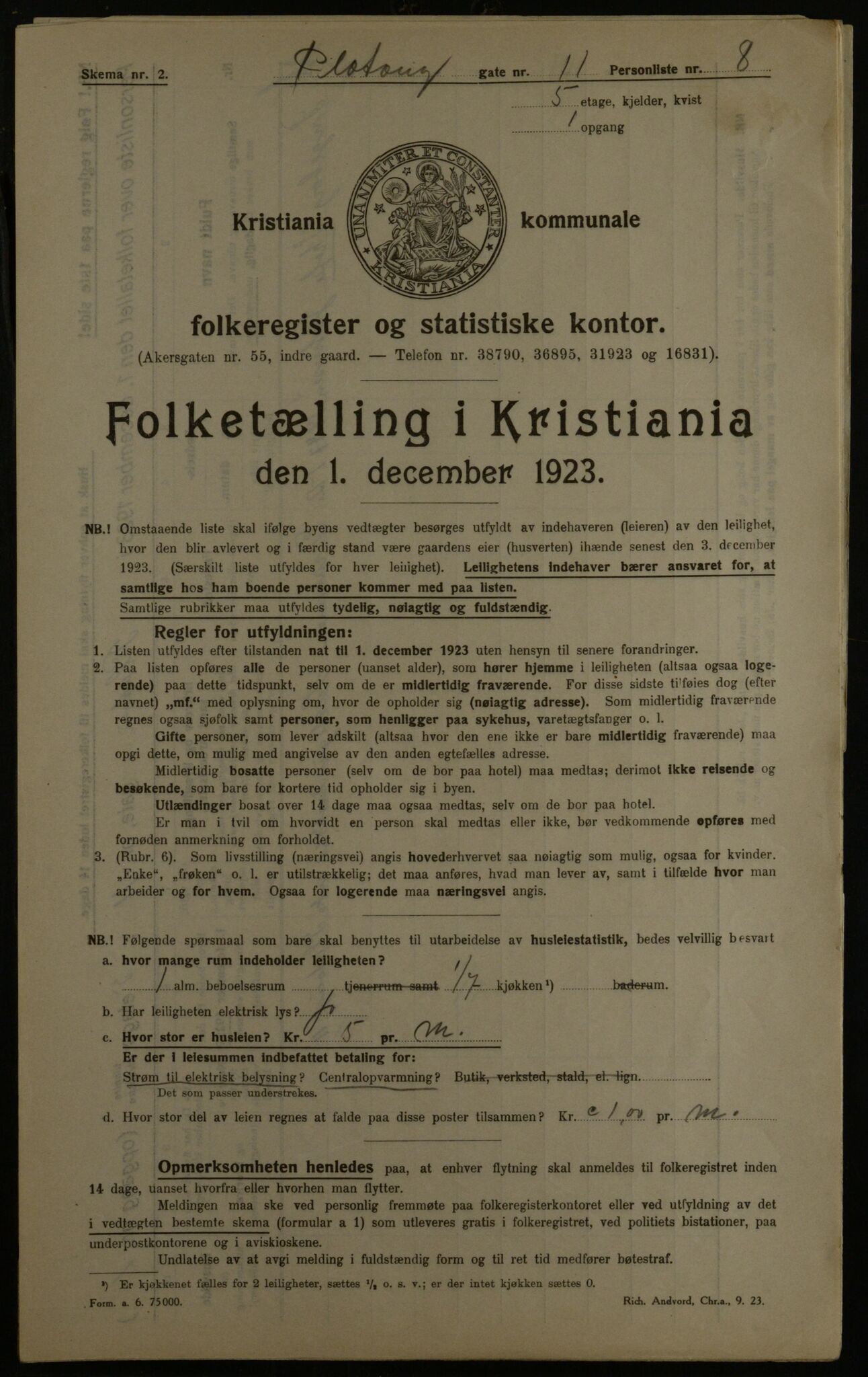 OBA, Kommunal folketelling 1.12.1923 for Kristiania, 1923, s. 88813