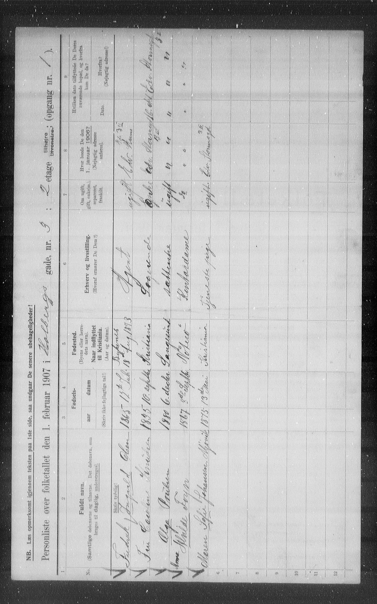 OBA, Kommunal folketelling 1.2.1907 for Kristiania kjøpstad, 1907, s. 20683