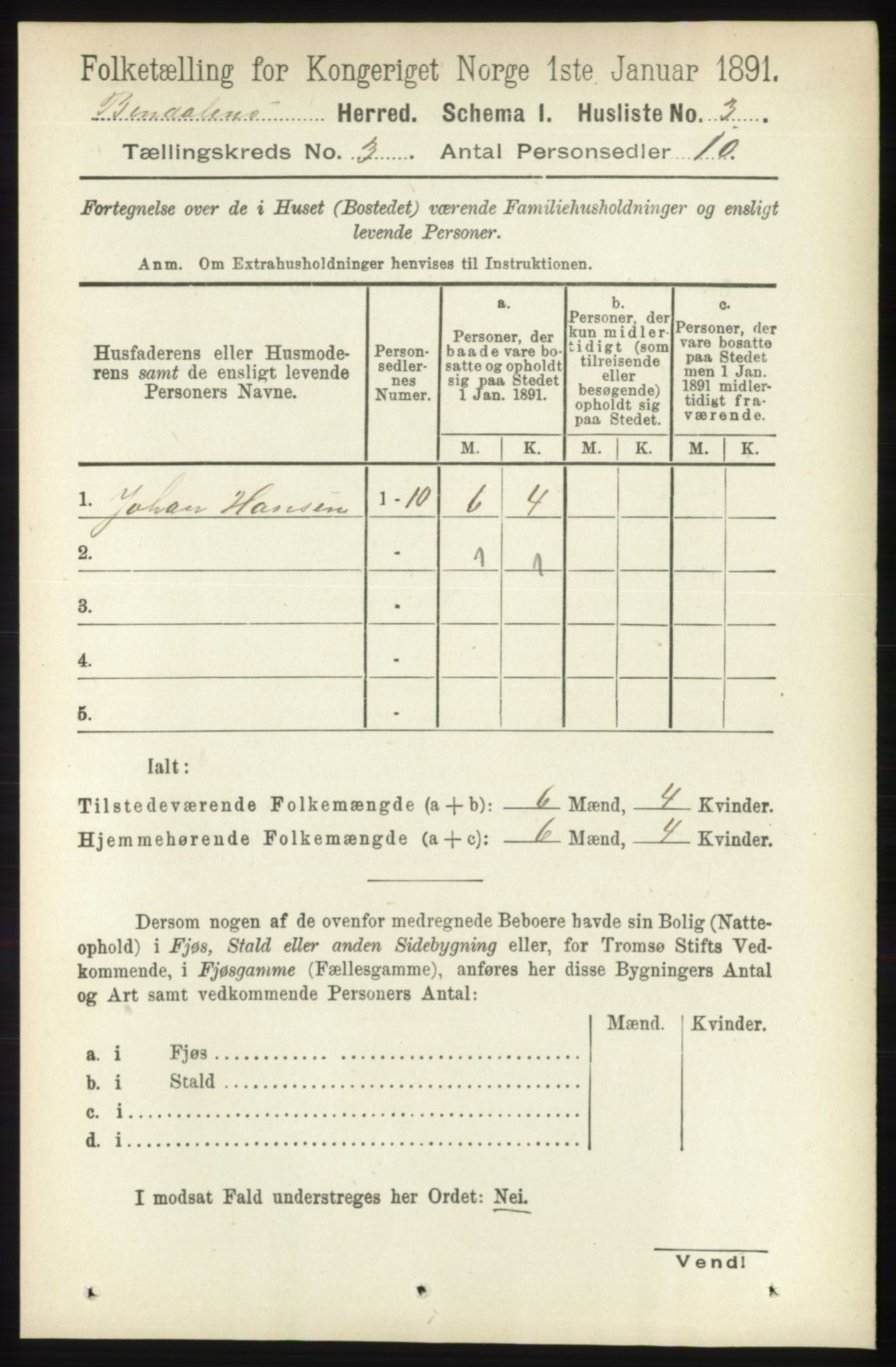 RA, Folketelling 1891 for 1811 Bindal herred, 1891, s. 590