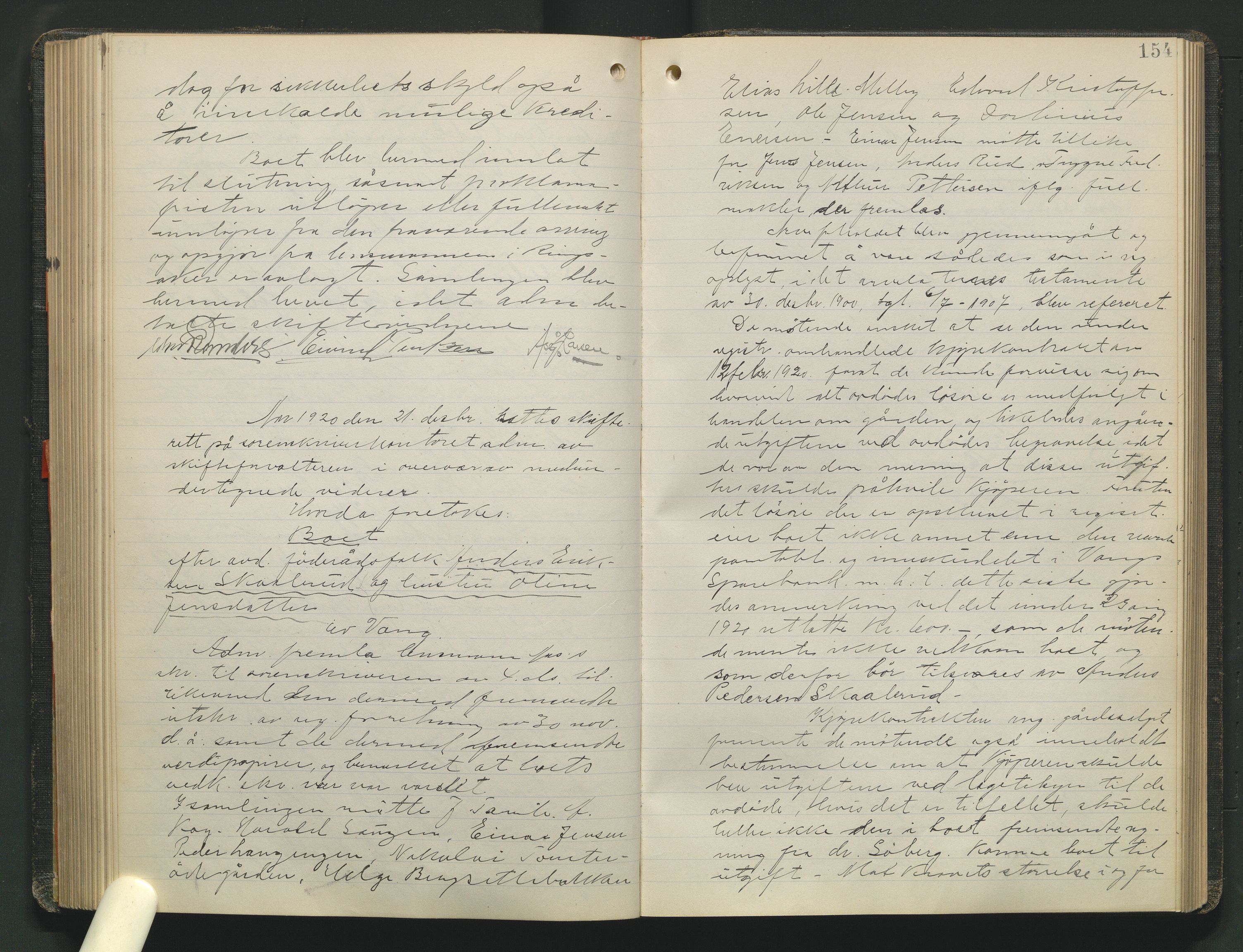 Nord-Hedmark sorenskriveri, AV/SAH-TING-012/J/Jc/Jca/L0006: Skifteforhandlingsprotokoll, 1917-1922, s. 153b-154a