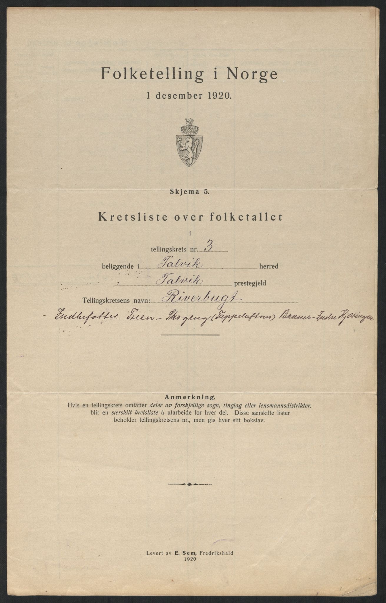 SATØ, Folketelling 1920 for 2013 Talvik herred, 1920, s. 12