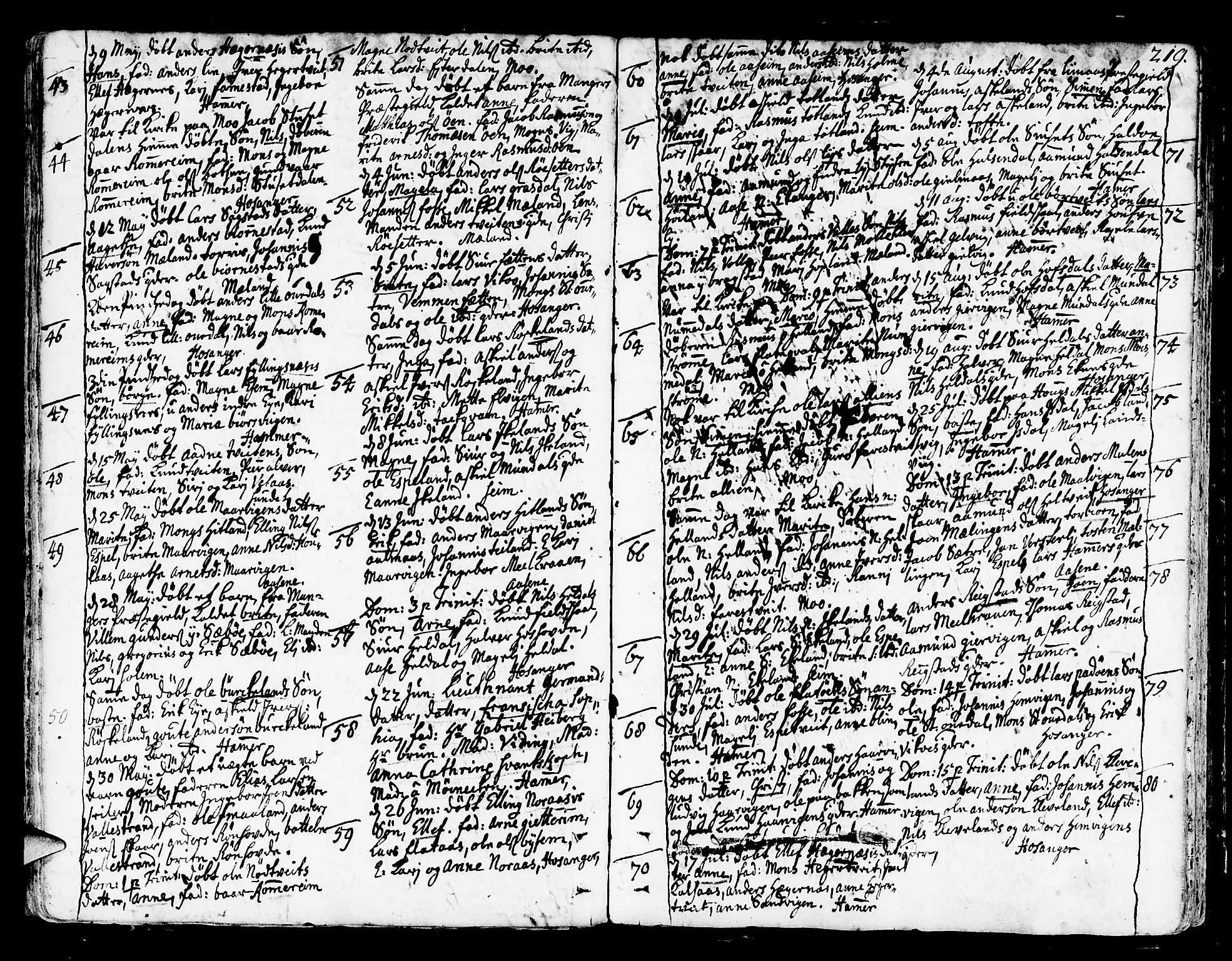 Hamre sokneprestembete, AV/SAB-A-75501/H/Ha/Haa/Haaa/L0005: Ministerialbok nr. A 5, 1732-1750, s. 219