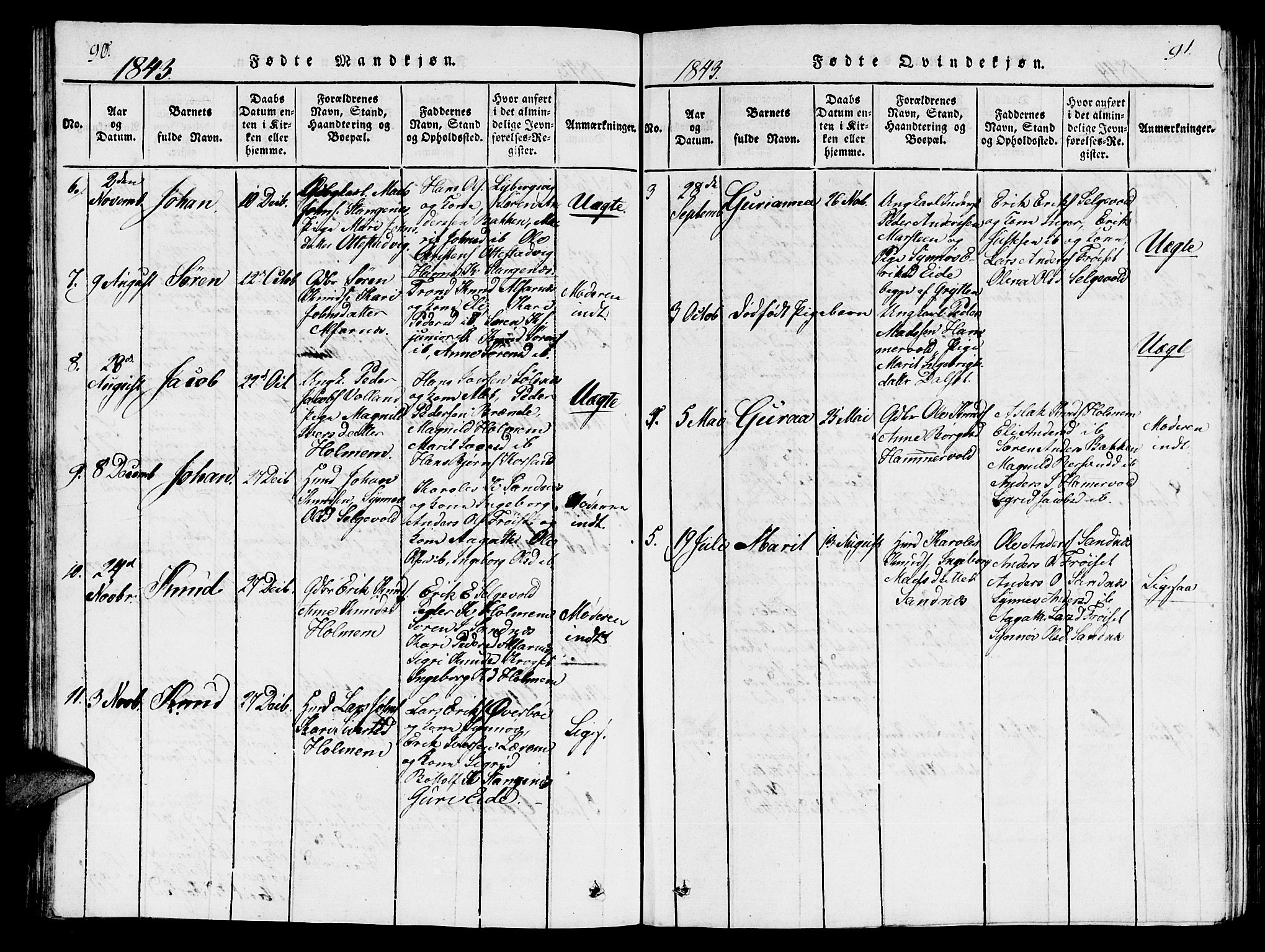 Ministerialprotokoller, klokkerbøker og fødselsregistre - Møre og Romsdal, AV/SAT-A-1454/548/L0613: Klokkerbok nr. 548C01, 1818-1846, s. 90-91