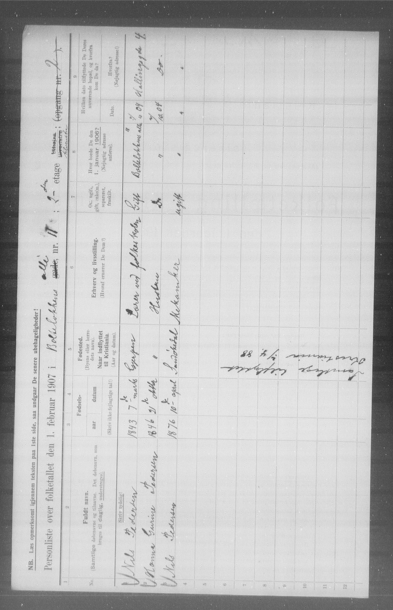 OBA, Kommunal folketelling 1.2.1907 for Kristiania kjøpstad, 1907, s. 4044