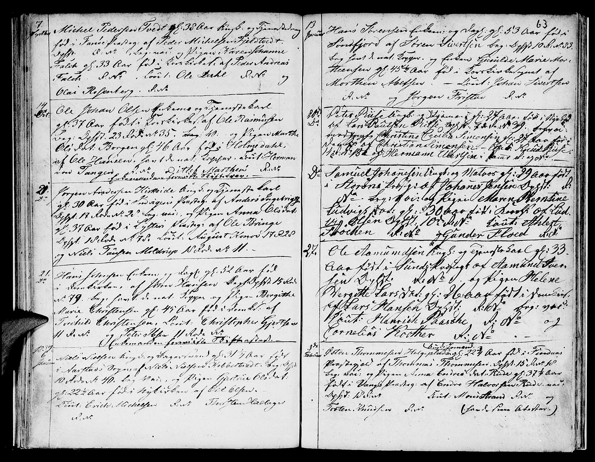 Domkirken sokneprestembete, AV/SAB-A-74801/H/Hab/L0003: Klokkerbok nr. A 3, 1820-1853, s. 63