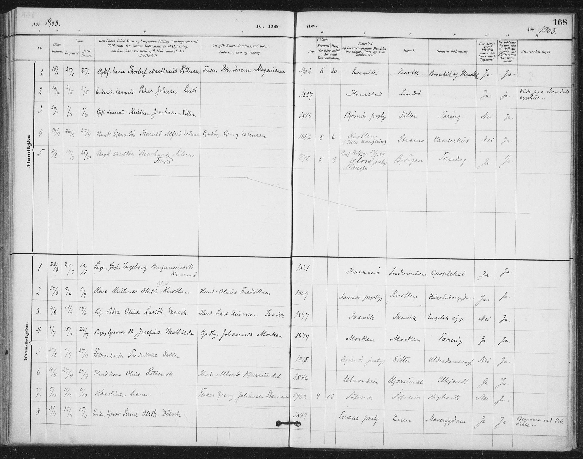 Ministerialprotokoller, klokkerbøker og fødselsregistre - Nord-Trøndelag, AV/SAT-A-1458/772/L0603: Ministerialbok nr. 772A01, 1885-1912, s. 168