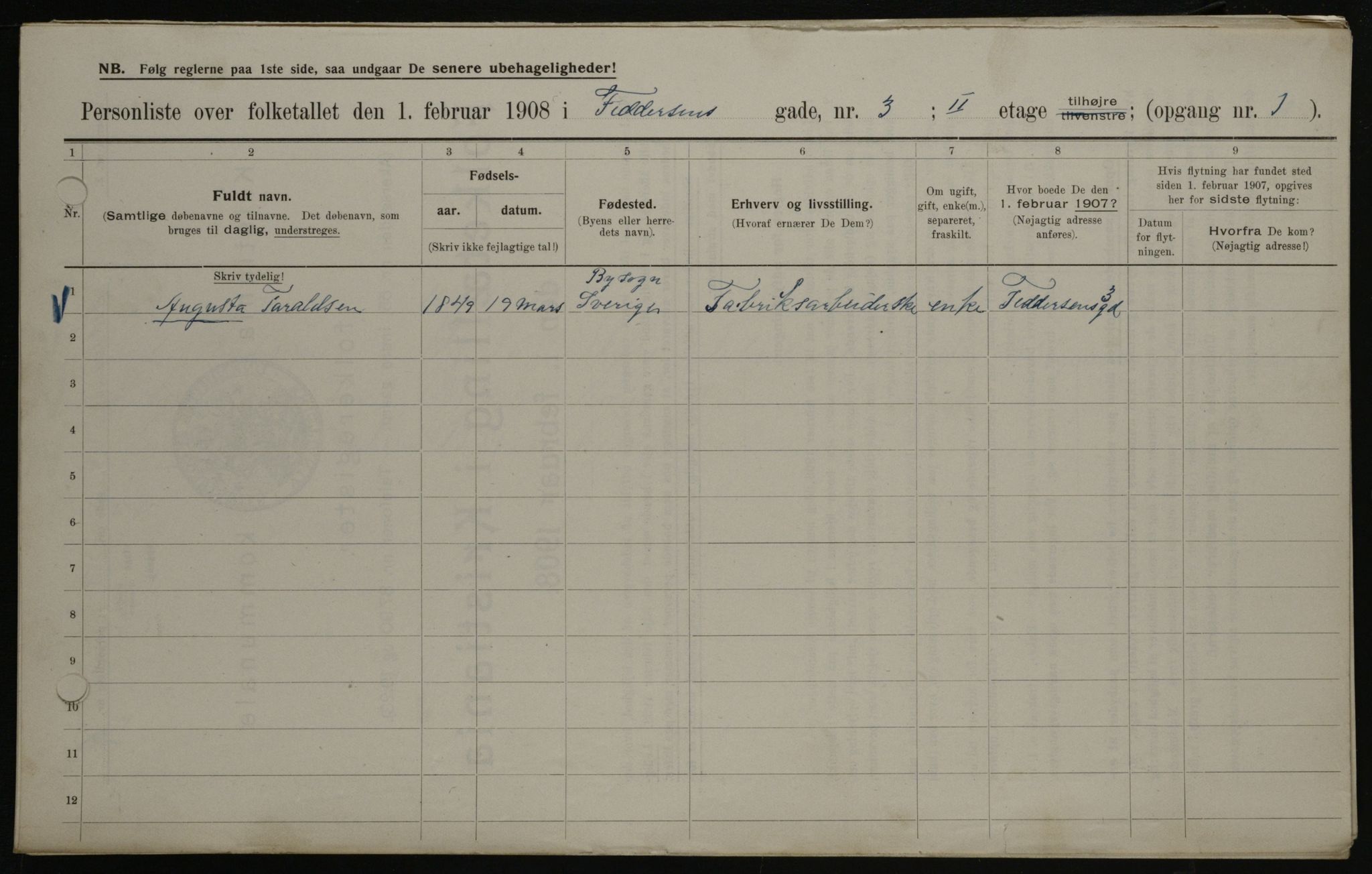 OBA, Kommunal folketelling 1.2.1908 for Kristiania kjøpstad, 1908, s. 21844