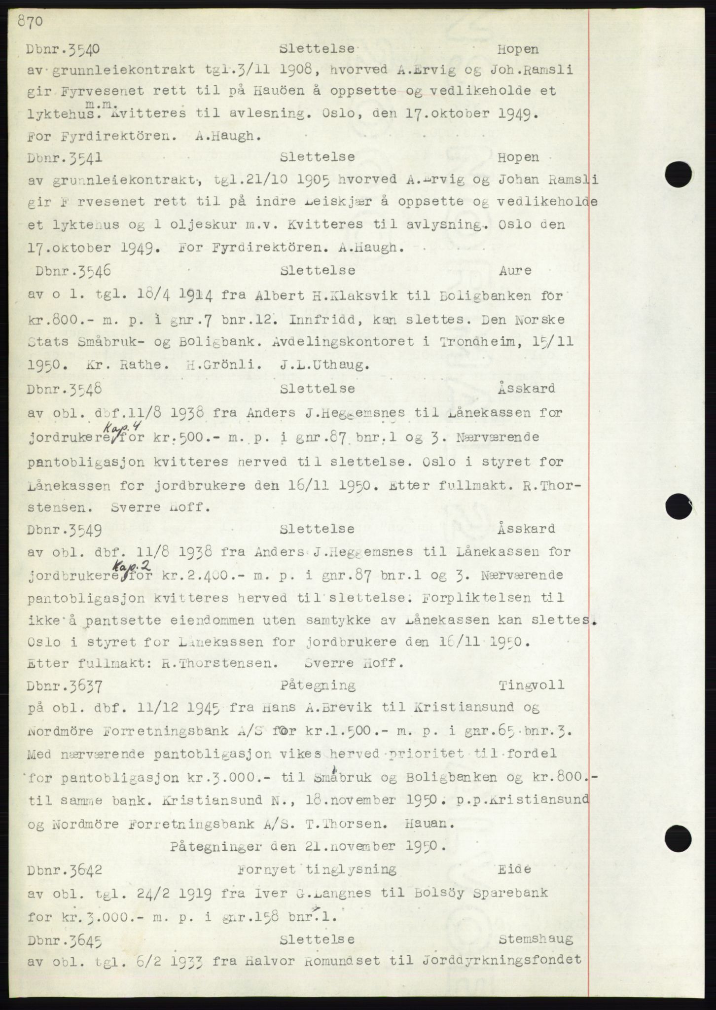 Nordmøre sorenskriveri, SAT/A-4132/1/2/2Ca: Pantebok nr. C82b, 1946-1951, Dagboknr: 3540/1950