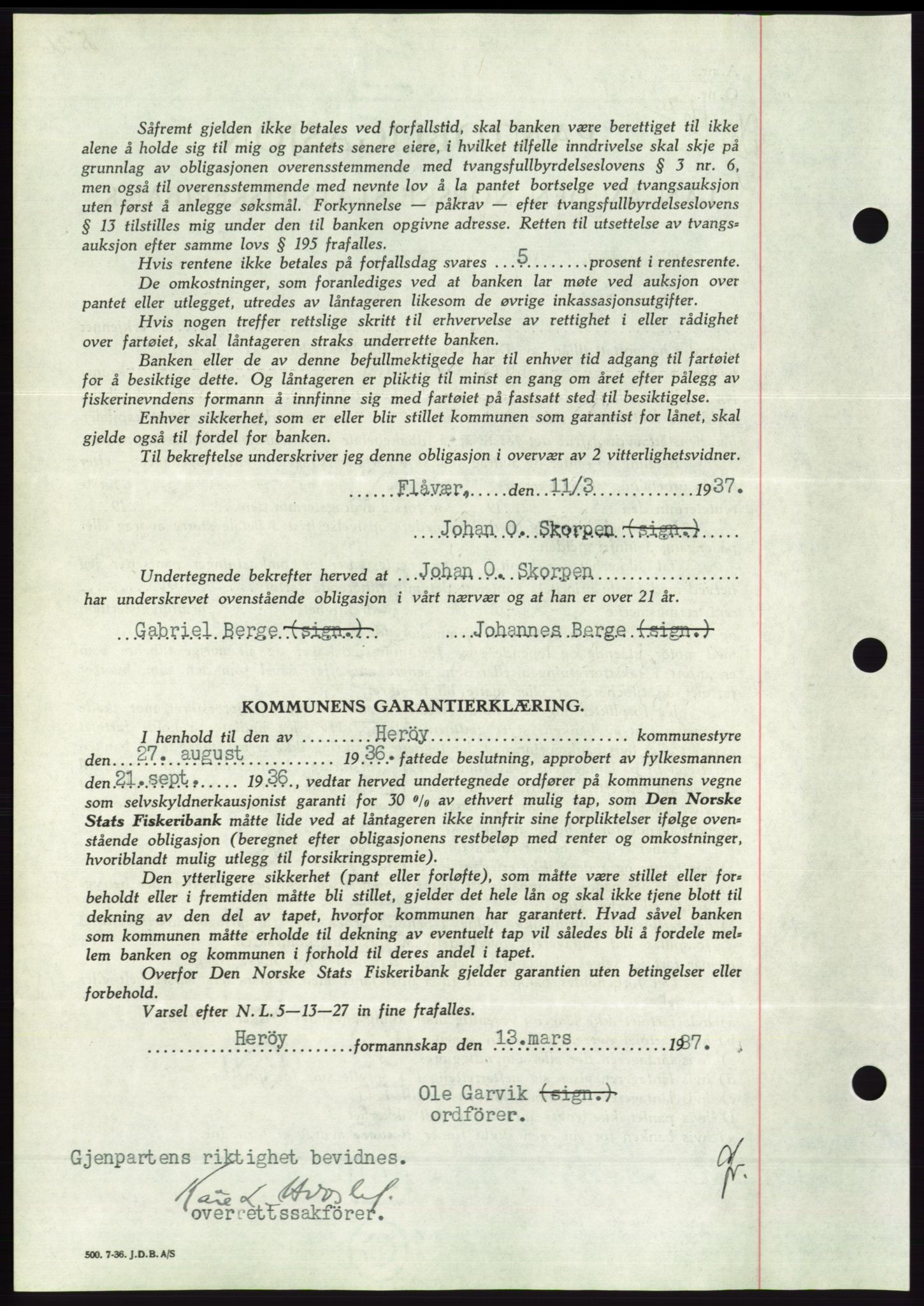 Søre Sunnmøre sorenskriveri, AV/SAT-A-4122/1/2/2C/L0062: Pantebok nr. 56, 1936-1937, Dagboknr: 462/1937