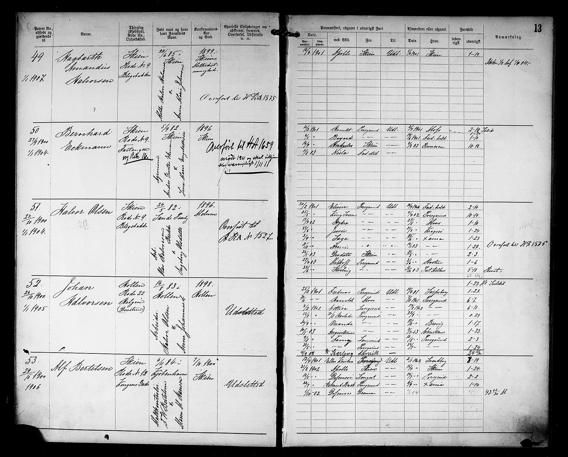 Skien innrulleringskontor, AV/SAKO-A-832/F/Fc/L0005: Annotasjonsrulle, 1899, s. 13