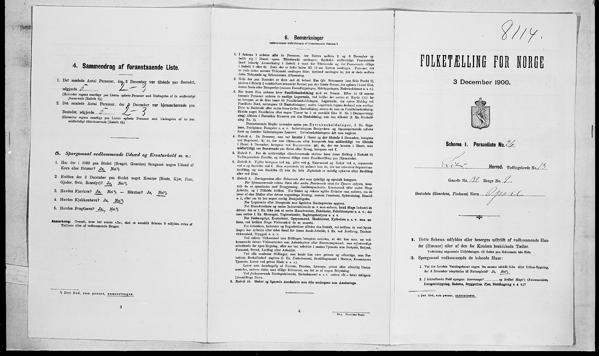 RA, Folketelling 1900 for 0626 Lier herred, 1900, s. 2162