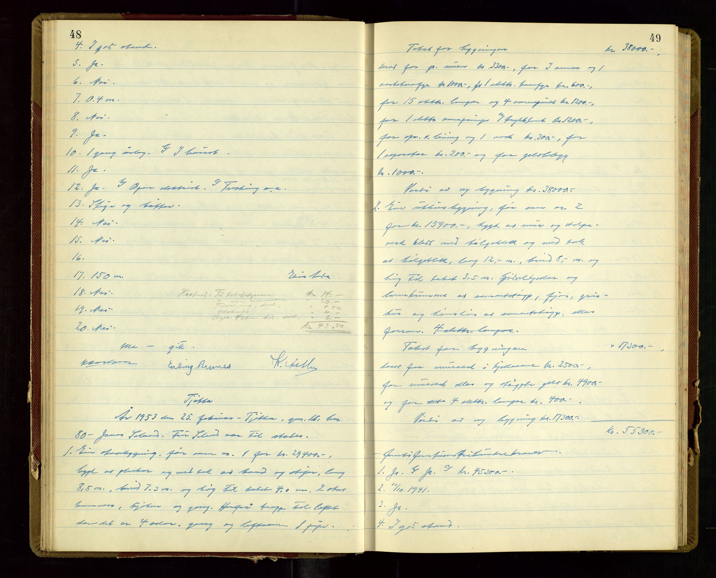 Klepp lensmannskontor, AV/SAST-A-100163/Gob/L0009: "Branntakstprotokoll", 1952-1955, s. 48-49