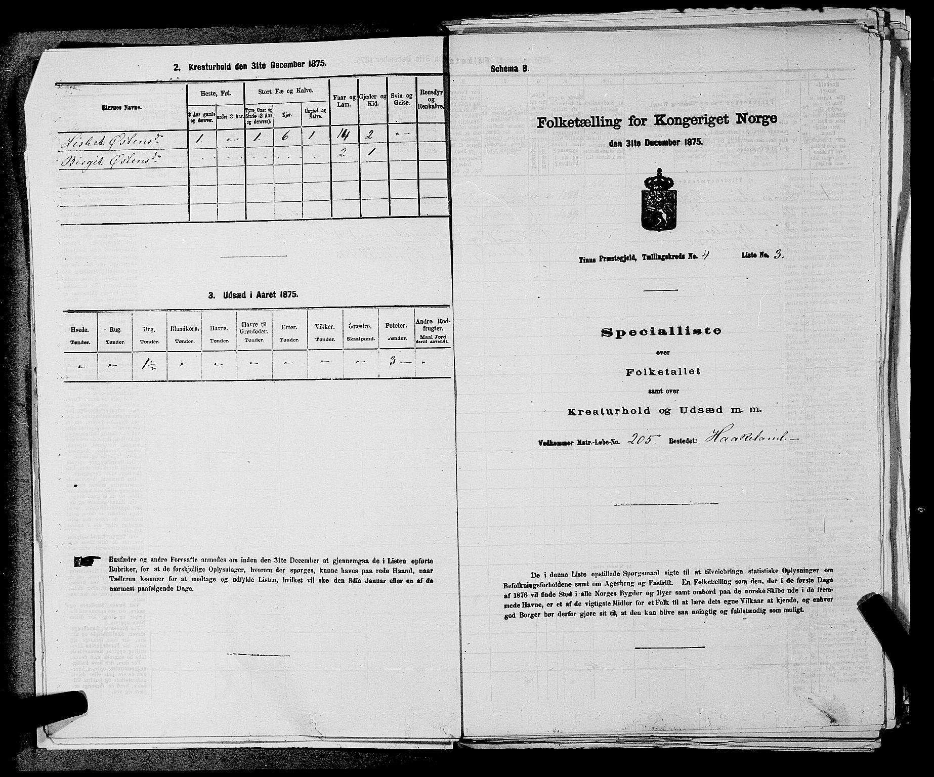 SAKO, Folketelling 1875 for 0826P Tinn prestegjeld, 1875, s. 464