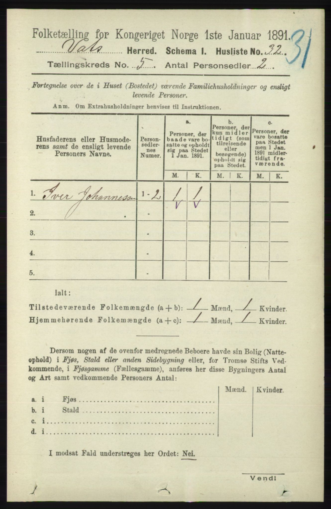 RA, Folketelling 1891 for 1155 Vats herred, 1891, s. 728