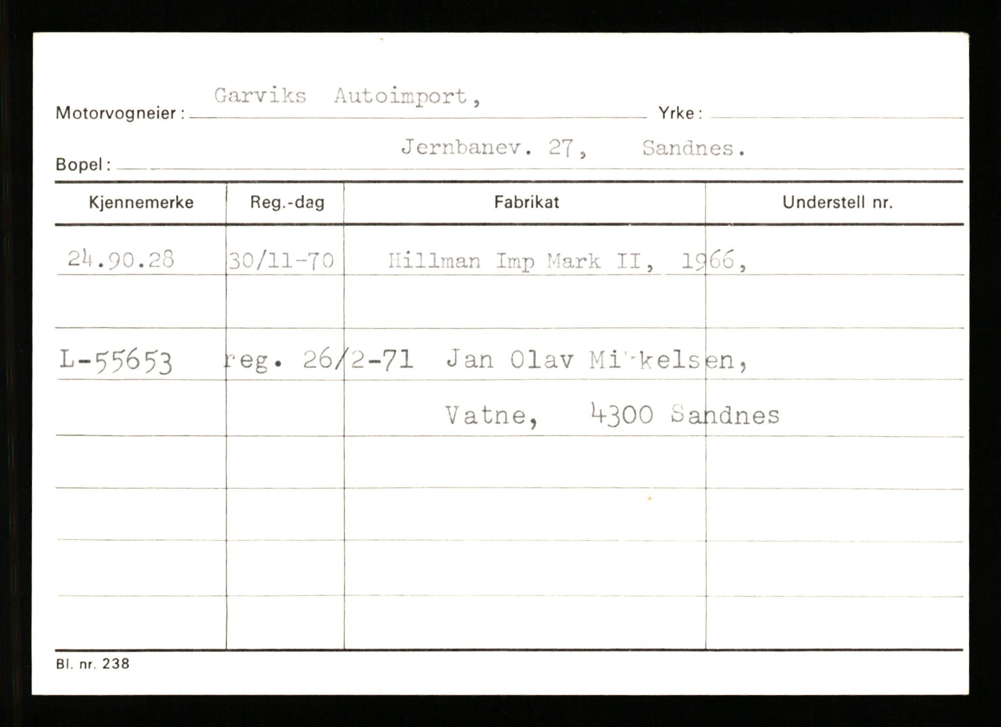 Stavanger trafikkstasjon, AV/SAST-A-101942/0/G/L0011: Registreringsnummer: 240000 - 363477, 1930-1971, s. 363