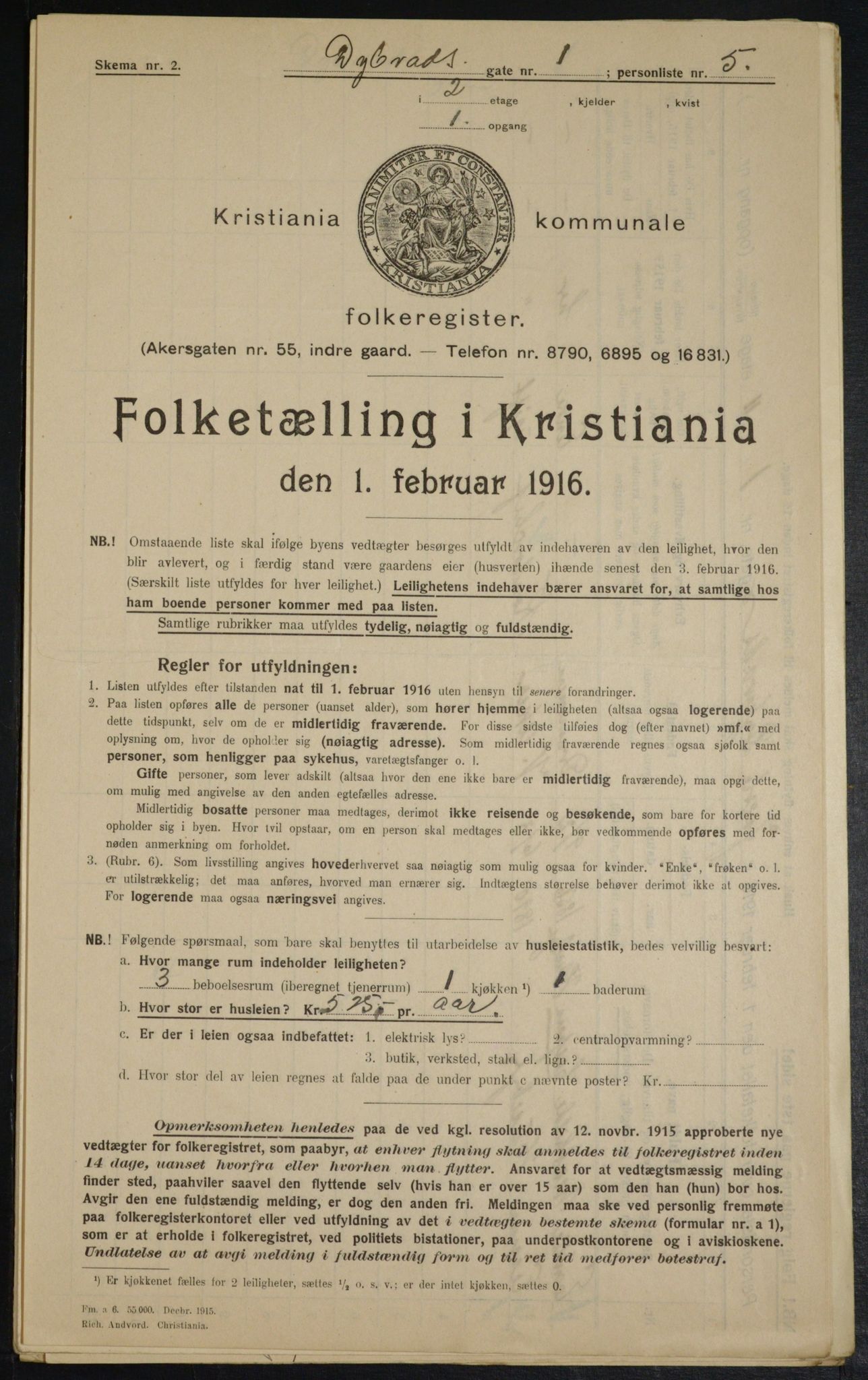 OBA, Kommunal folketelling 1.2.1916 for Kristiania, 1916, s. 17526