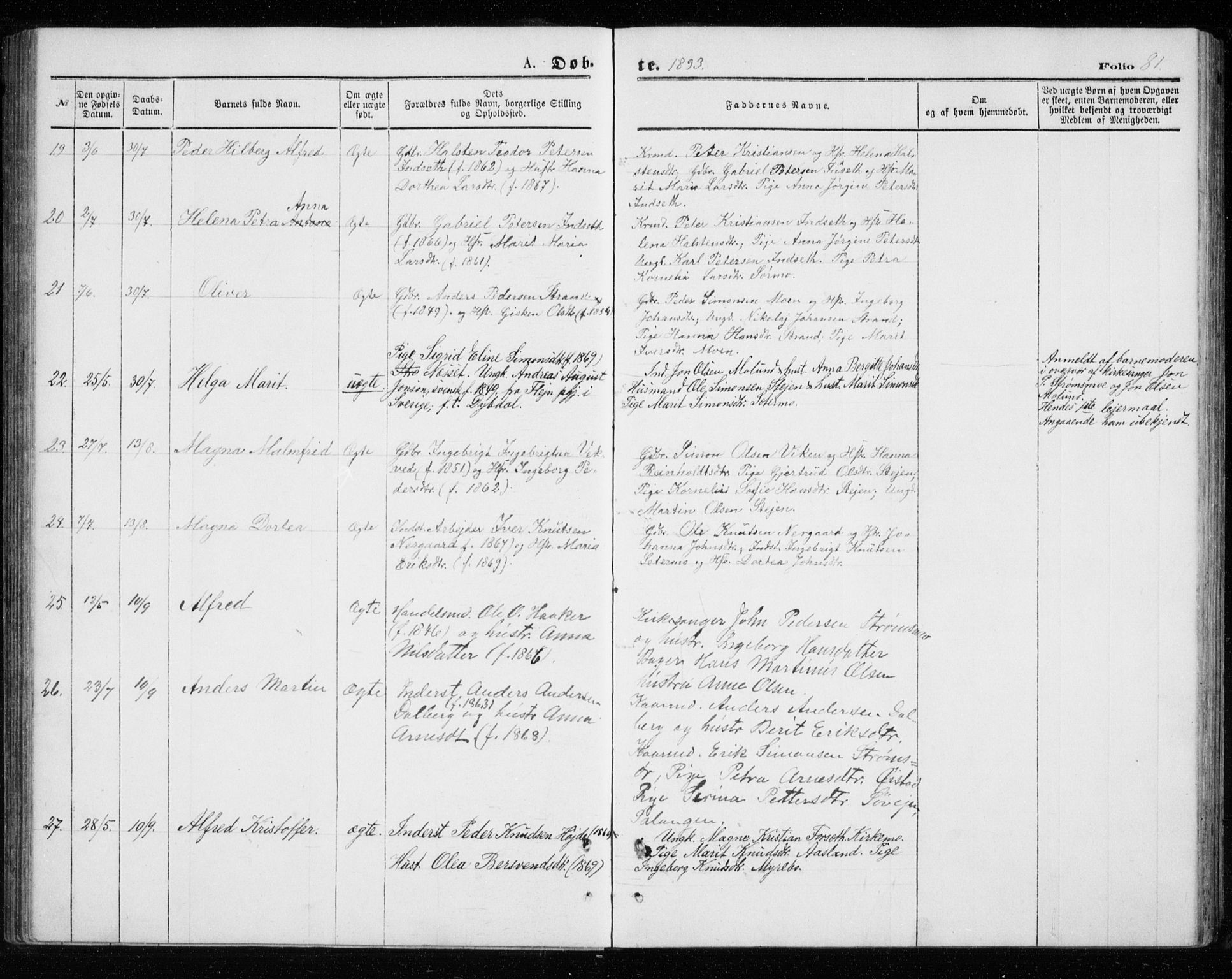 Målselv sokneprestembete, AV/SATØ-S-1311/G/Ga/Gab/L0007klokker: Klokkerbok nr. 7, 1876-1895, s. 81