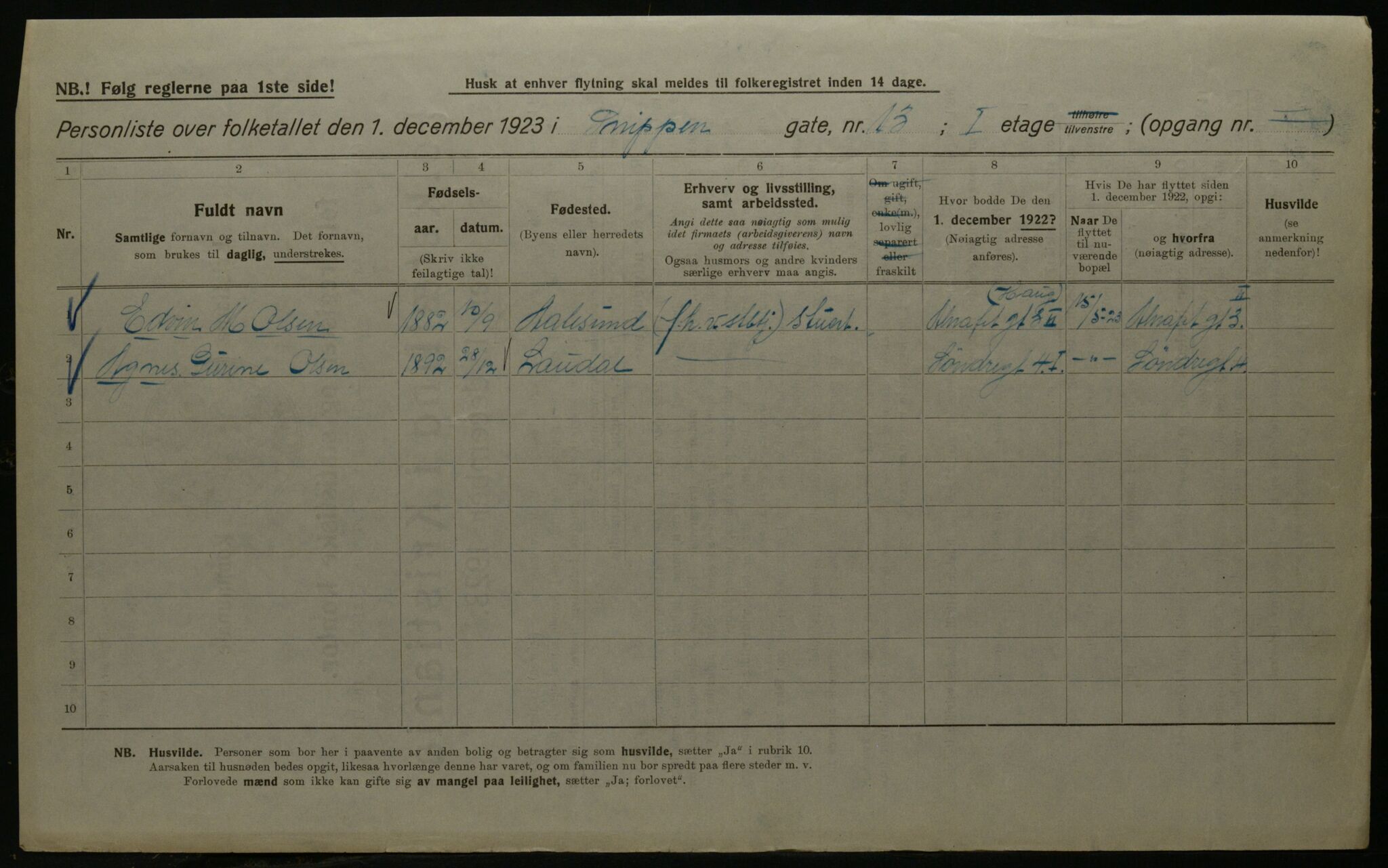 OBA, Kommunal folketelling 1.12.1923 for Kristiania, 1923, s. 108220