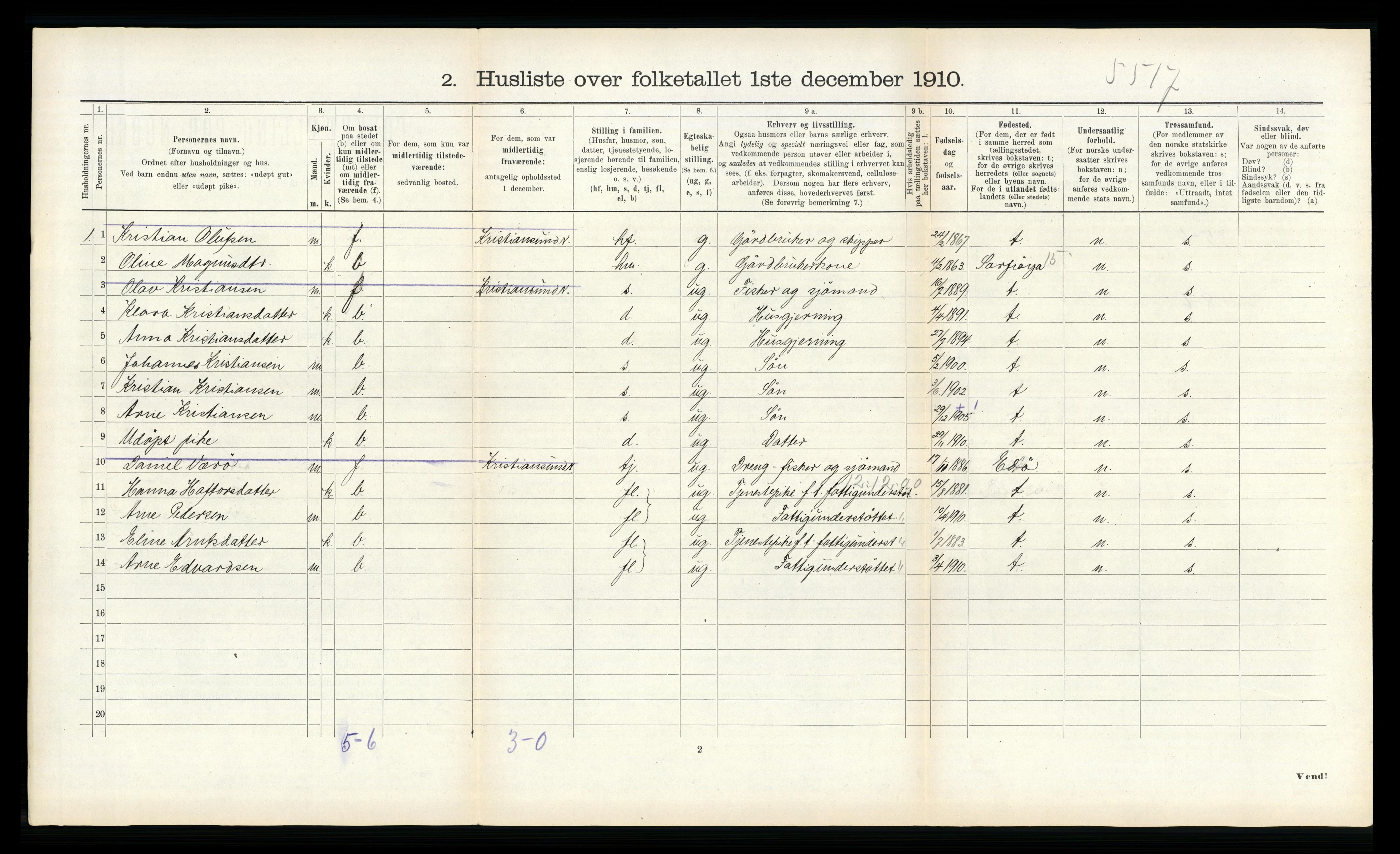 RA, Folketelling 1910 for 1617 Hitra herred, 1910, s. 256