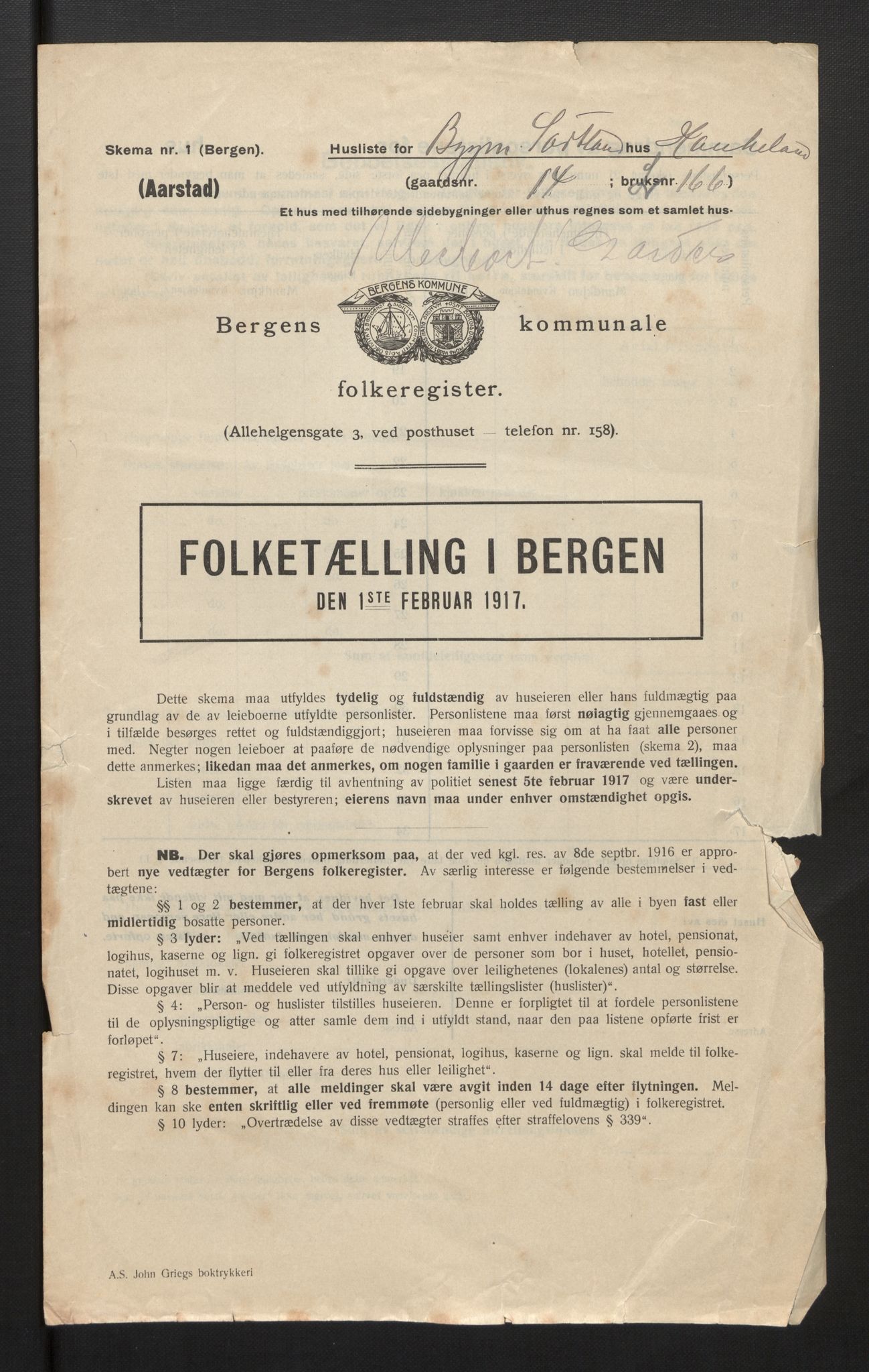 SAB, Kommunal folketelling 1917 for Bergen kjøpstad, 1917, s. 53210