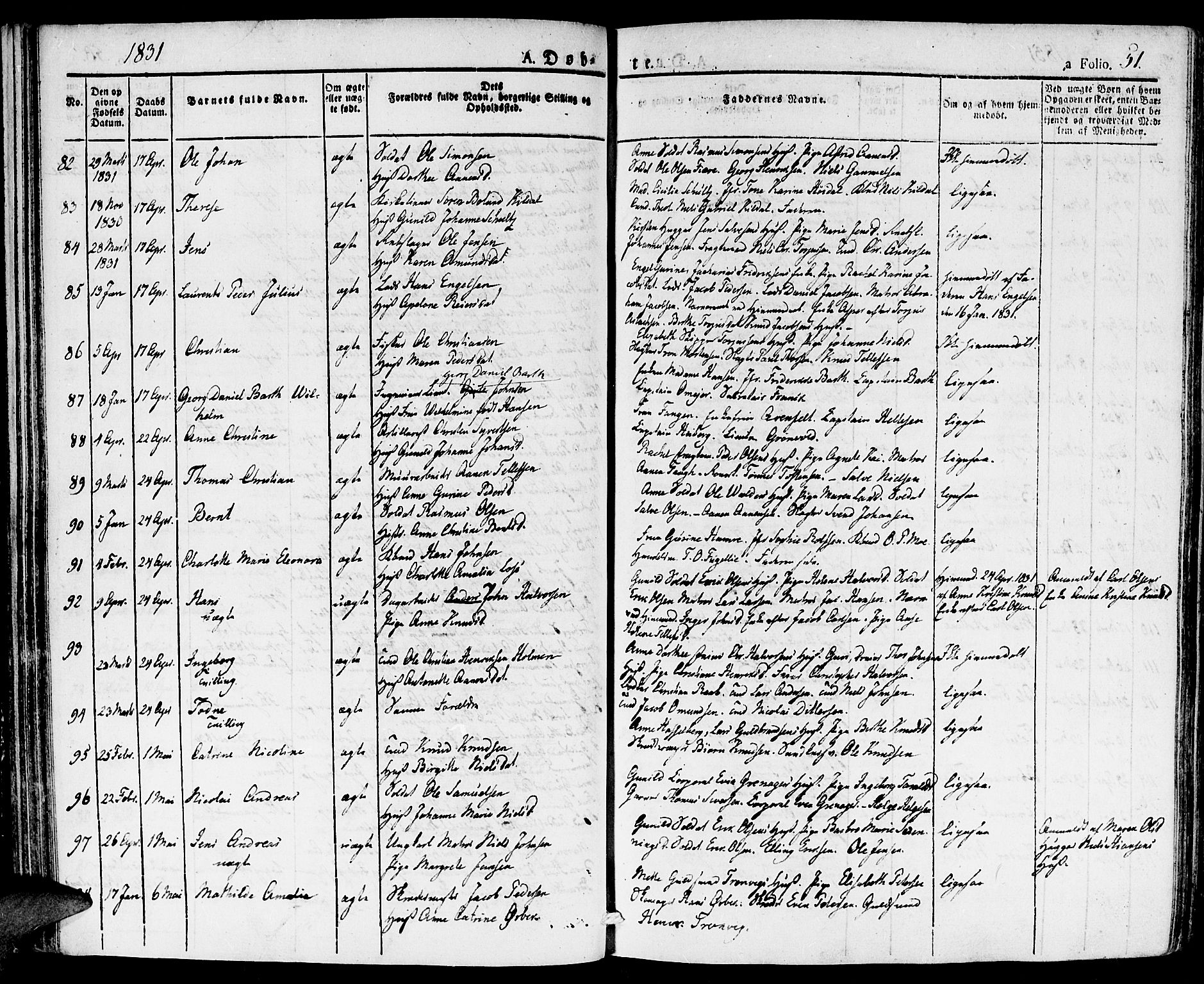 Kristiansand domprosti, AV/SAK-1112-0006/F/Fa/L0011: Ministerialbok nr. A 11, 1827-1841, s. 51