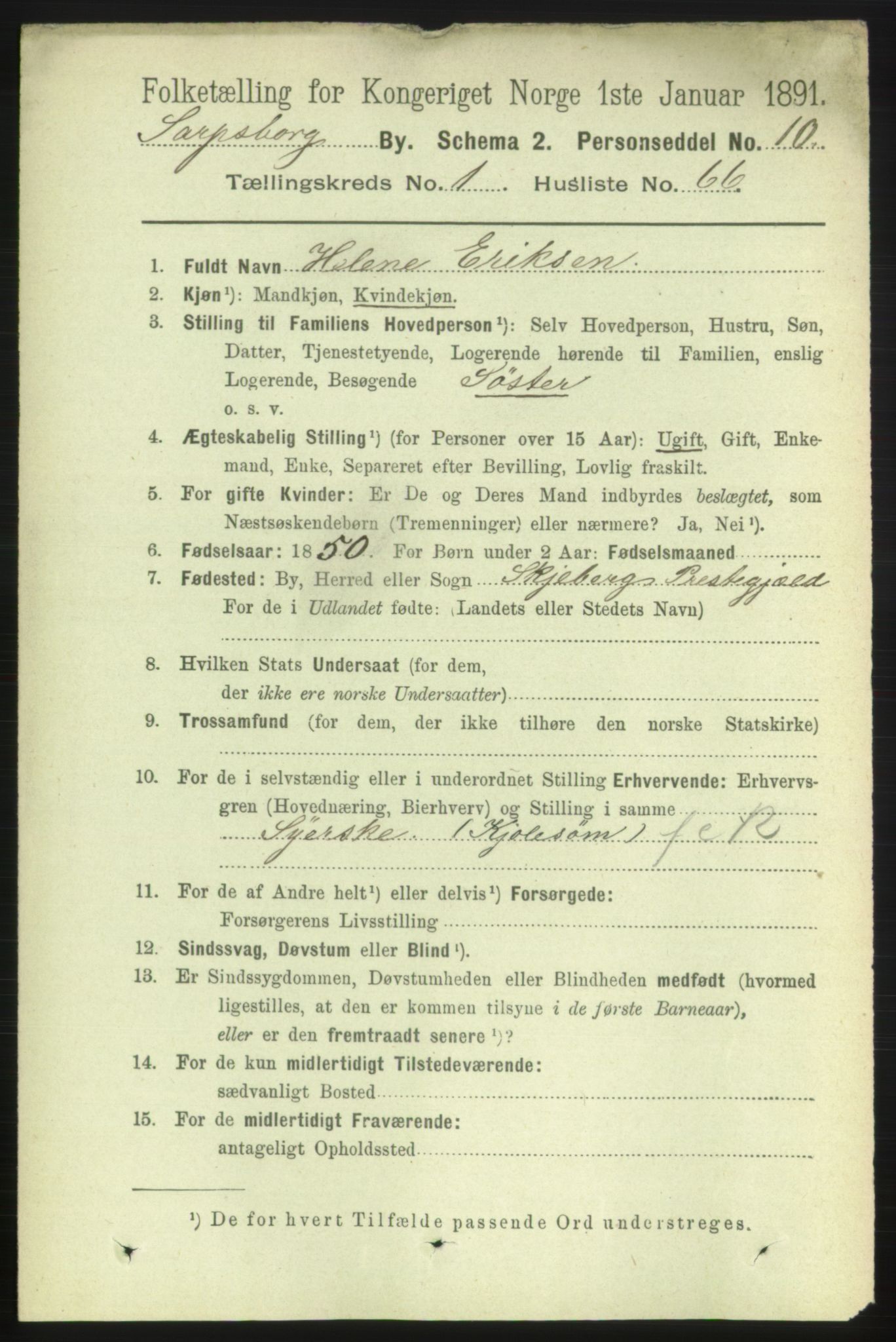 RA, Folketelling 1891 for 0102 Sarpsborg kjøpstad, 1891, s. 811