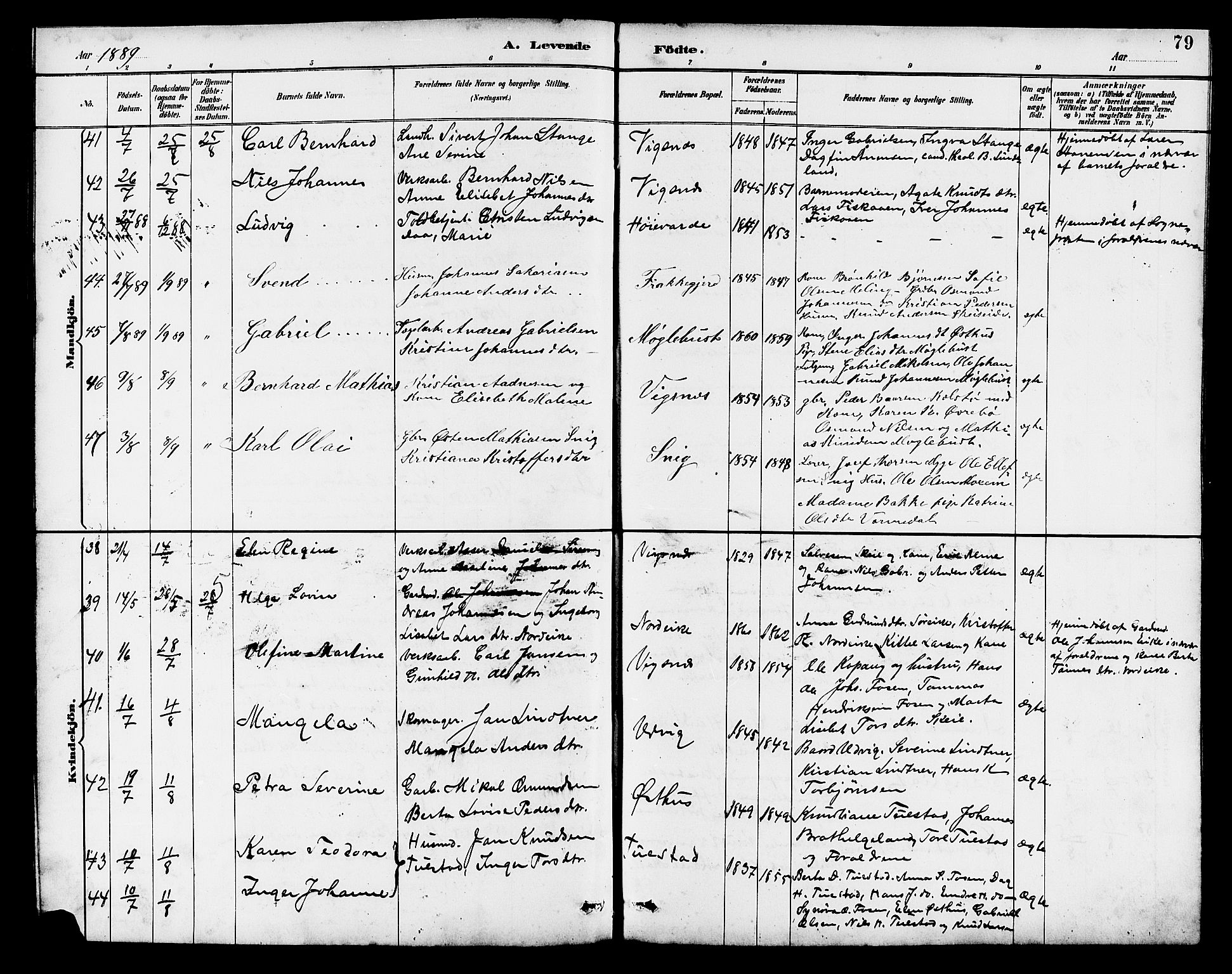 Avaldsnes sokneprestkontor, AV/SAST-A -101851/H/Ha/Hab/L0007: Klokkerbok nr. B 7, 1885-1909, s. 79