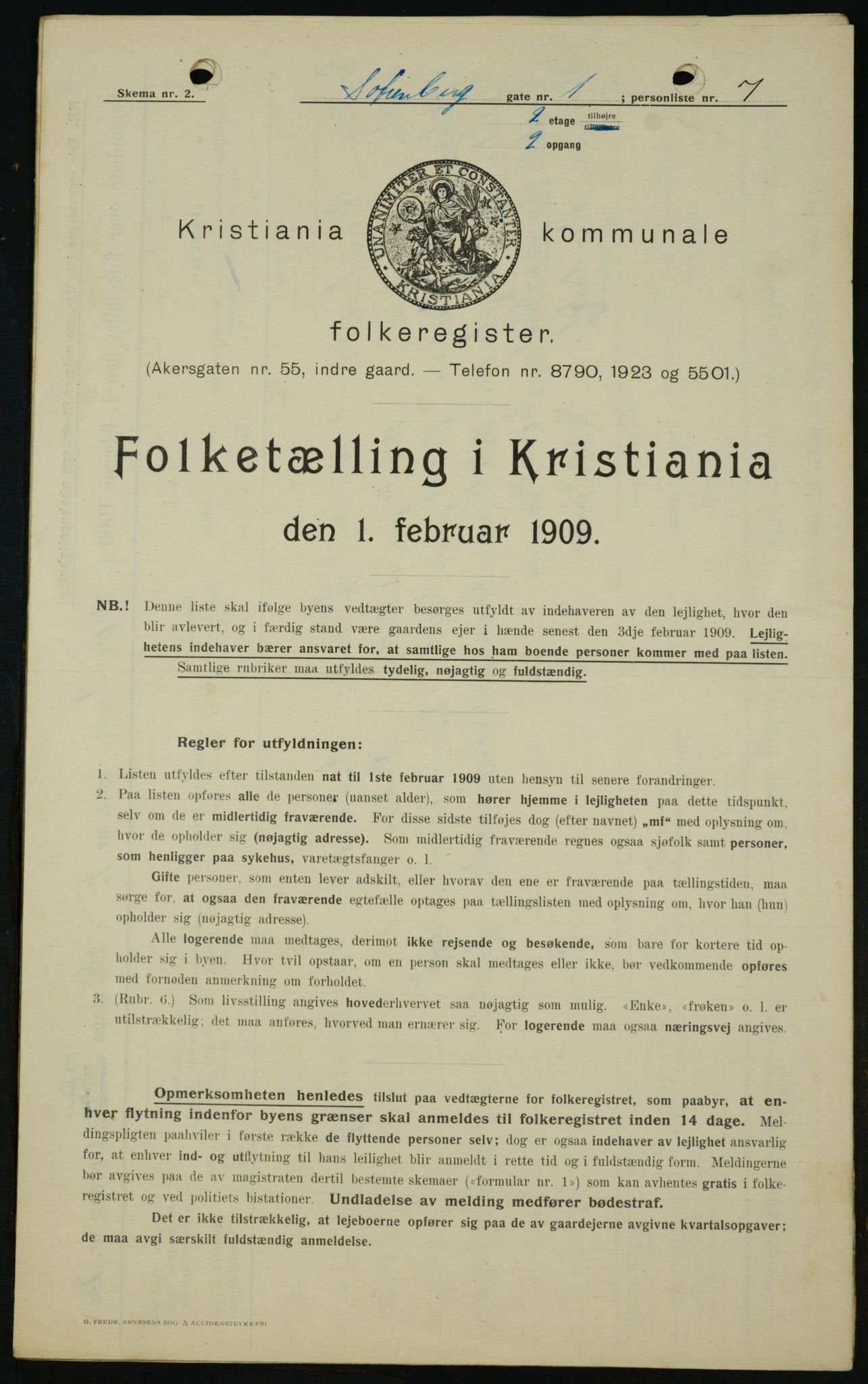 OBA, Kommunal folketelling 1.2.1909 for Kristiania kjøpstad, 1909, s. 88976