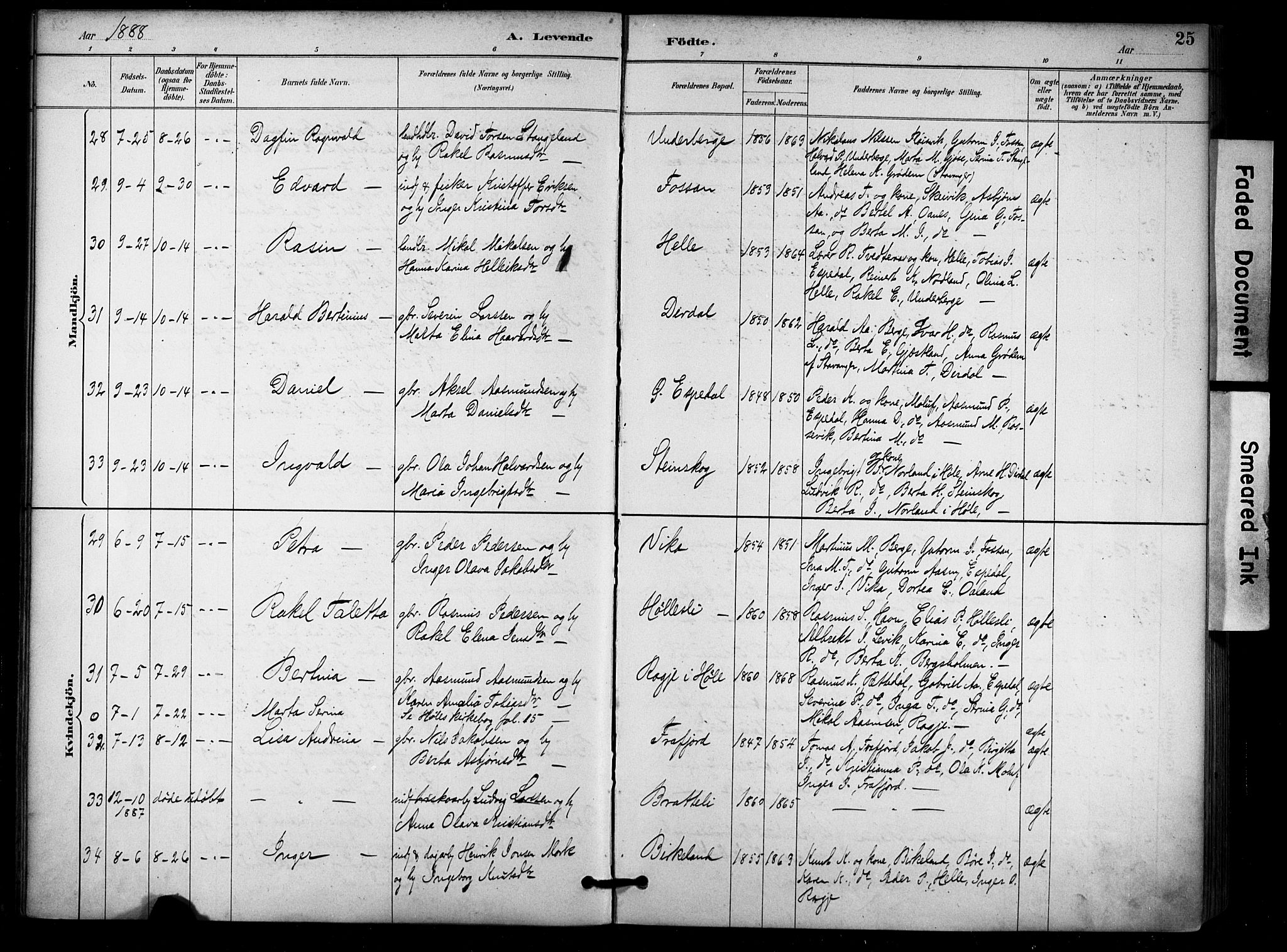 Høgsfjord sokneprestkontor, SAST/A-101624/H/Ha/Haa/L0006: Ministerialbok nr. A 6, 1885-1897, s. 25