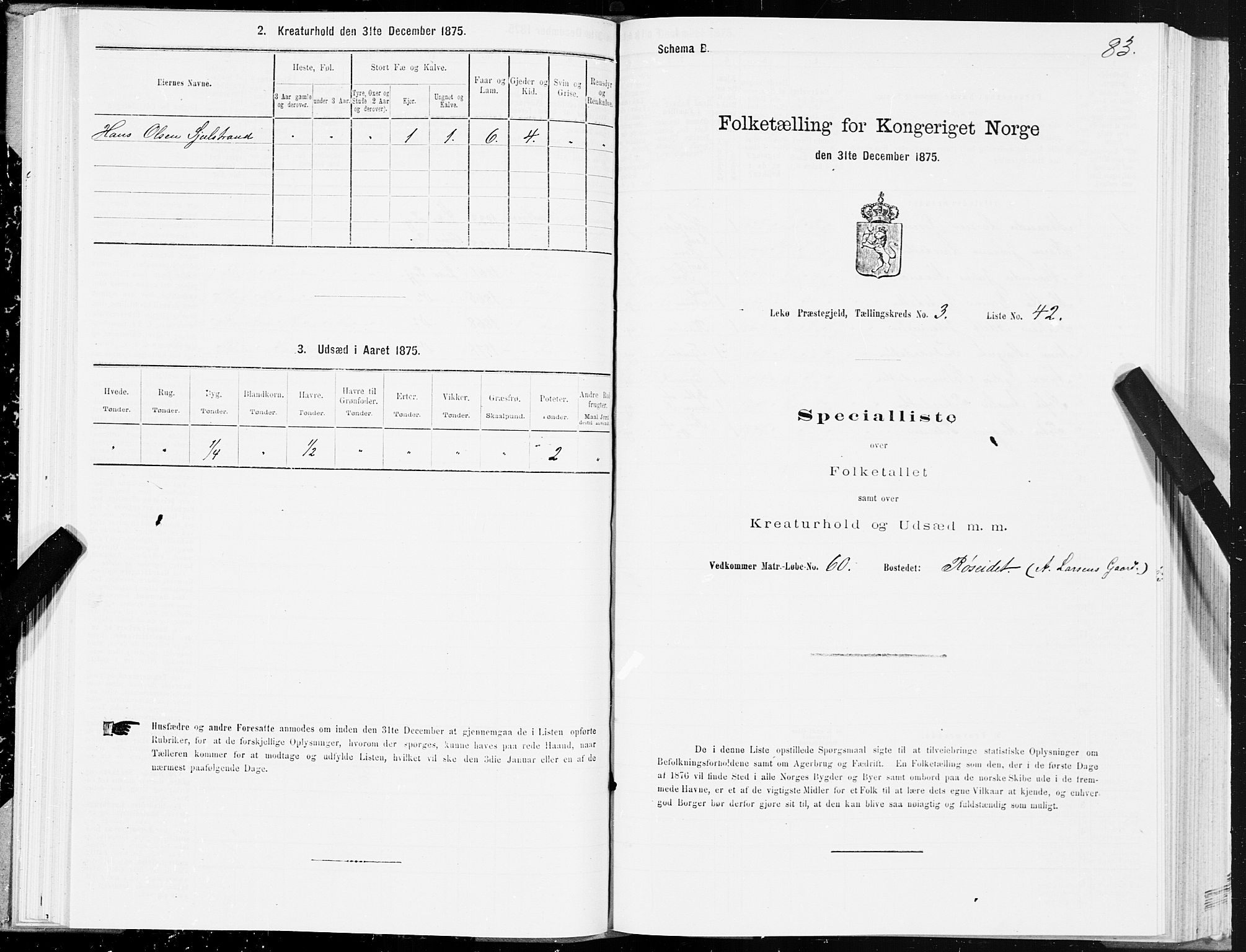 SAT, Folketelling 1875 for 1755P Leka prestegjeld, 1875, s. 2083