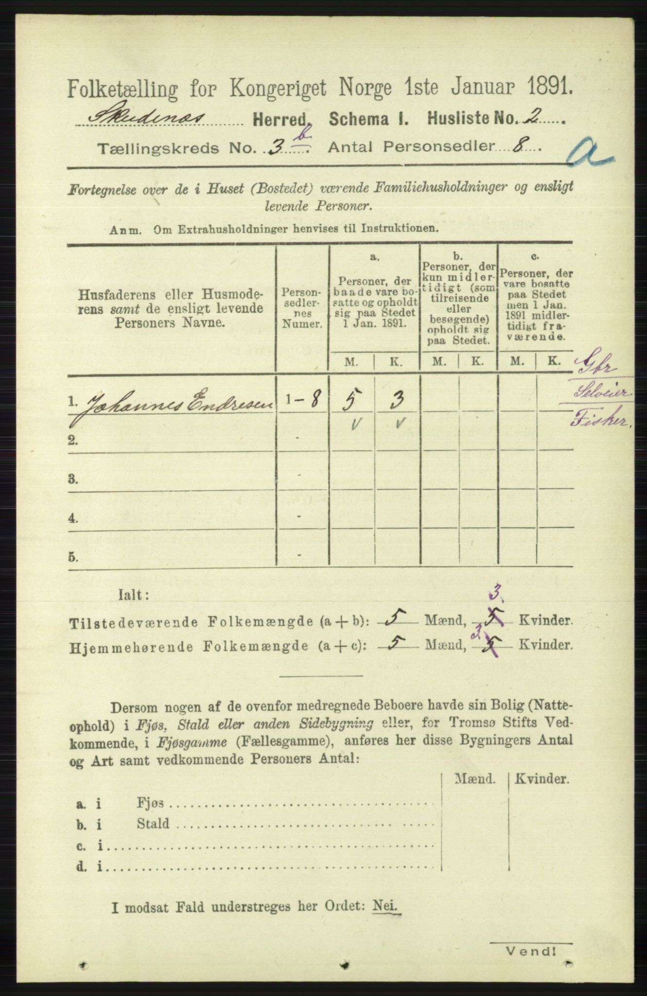 RA, Folketelling 1891 for 1150 Skudenes herred, 1891, s. 1613