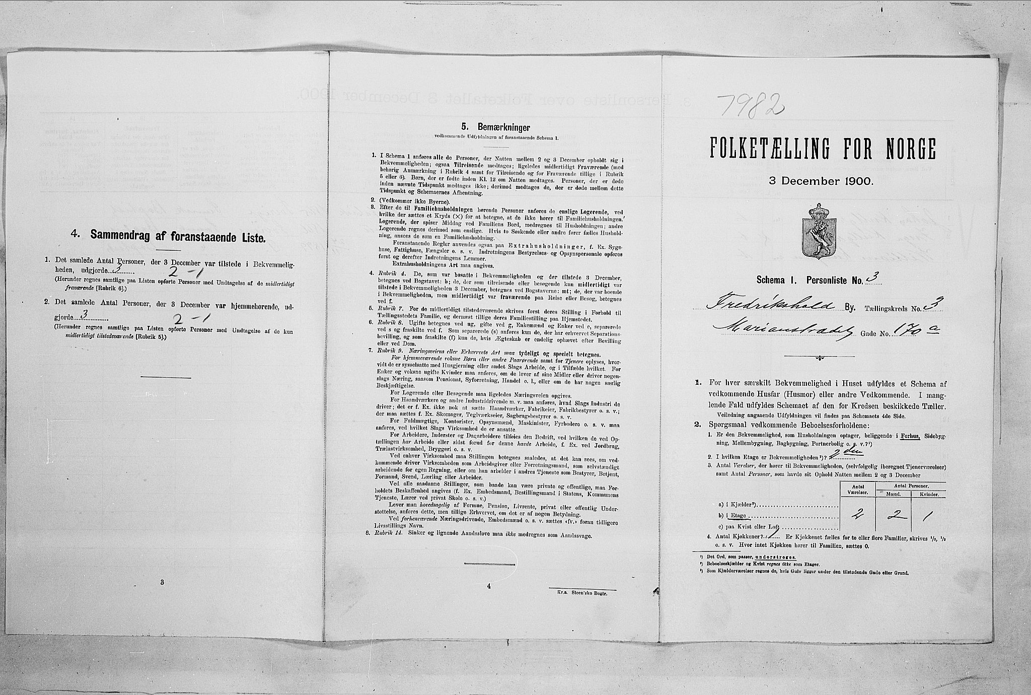 SAO, Folketelling 1900 for 0101 Fredrikshald kjøpstad, 1900