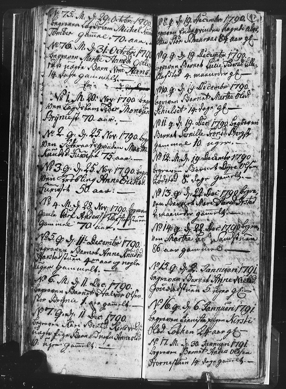 Romedal prestekontor, AV/SAH-PREST-004/L/L0001: Klokkerbok nr. 1, 1785-1794, s. 97